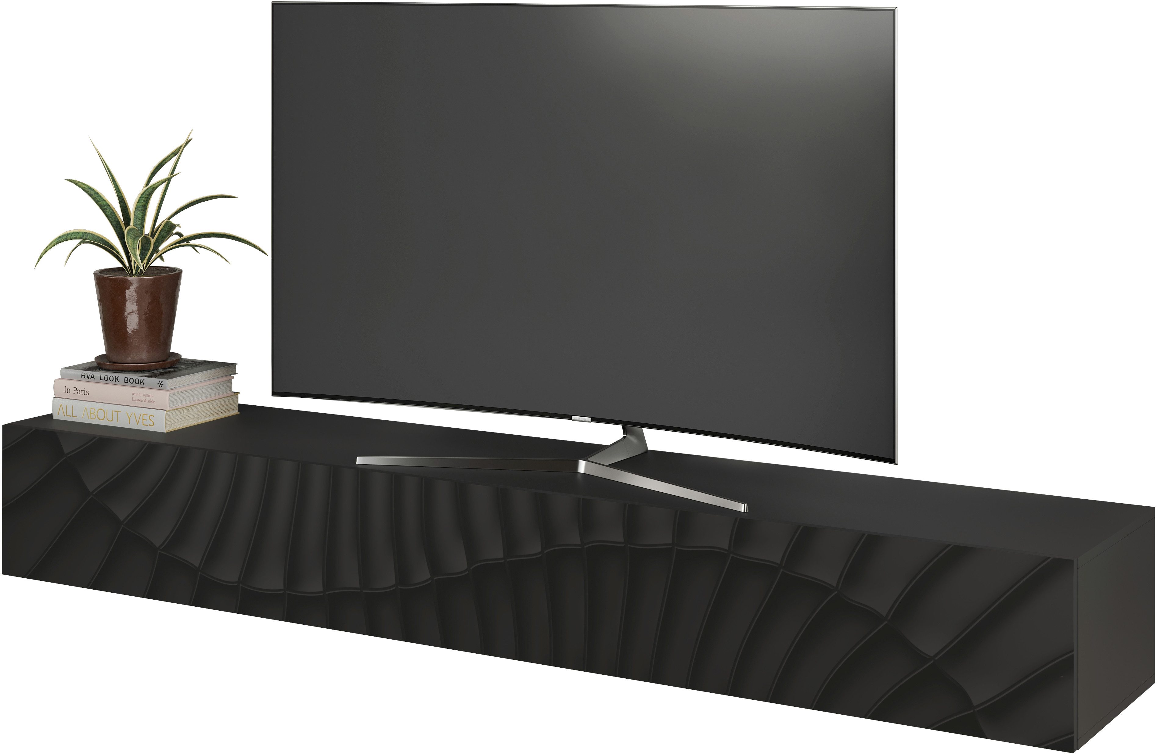 OTTO home TV-Board Snake, Schwebe-Lowboard, TV-Schrank, Media-Board, Breite 210 cm, mit Siebdruck-Front, 1 Klappe, wandhängend, stilvoll & funktional