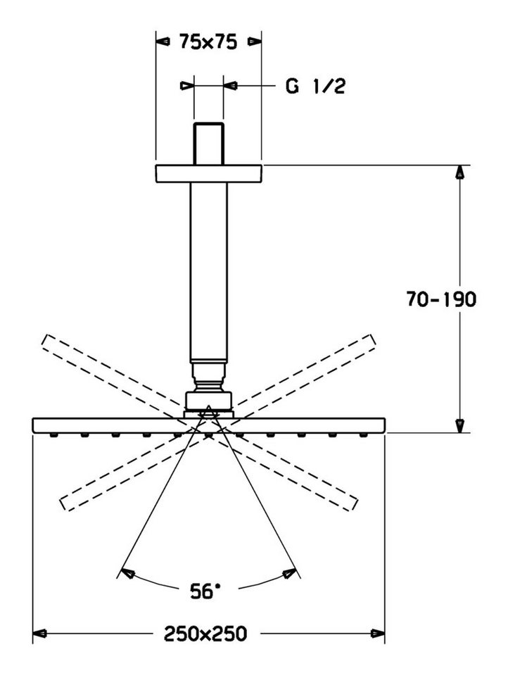 Thumbnail - HANSA Kopfbrause Hansaviva, Für Deckenmontage Brausekopf aus Messing quadratisch 250 x 250 mm