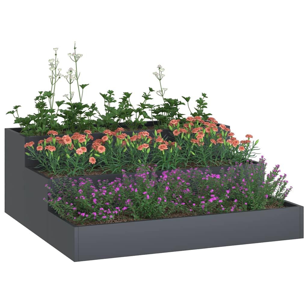 vidaXL Blumentopf Garten-Pflanzgefäß Anthrazit 90 x 90 x 35 cm (1 St)