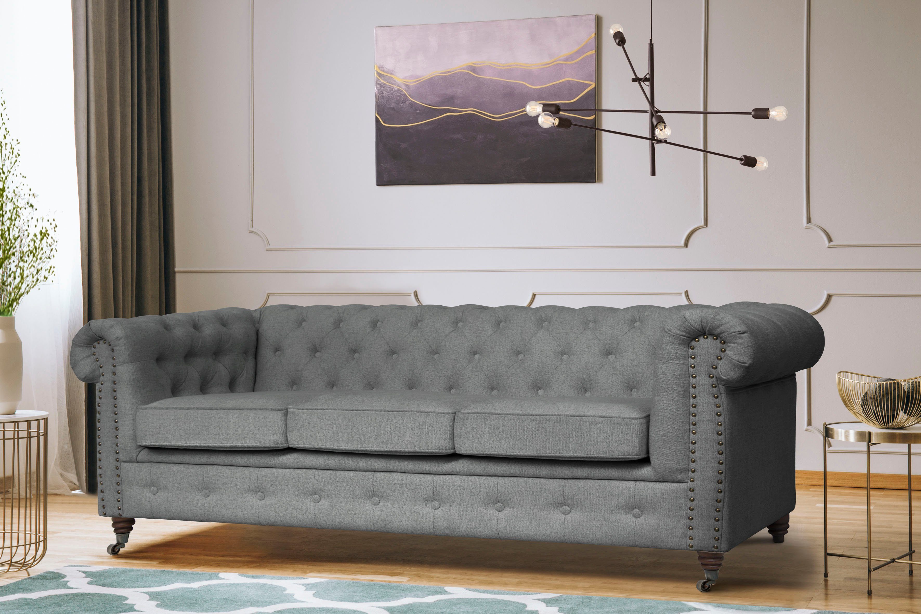 Home affaire Chesterfield-Sofa Aarburg, aufwändige Knopfheftung günstig online kaufen