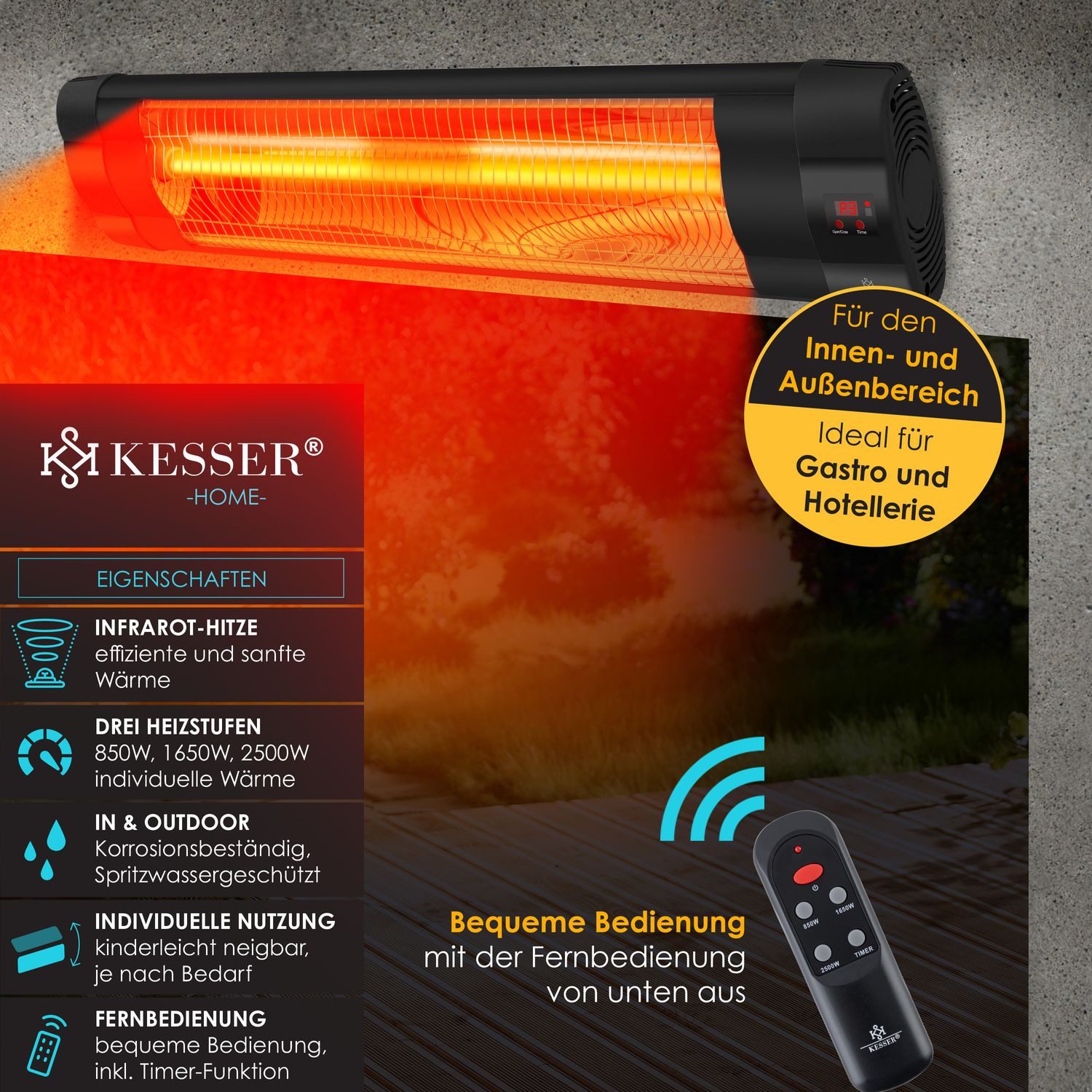 KESSER Heizstrahler, 2500 W, Infrarotstrahler 2500 günstig online kaufen