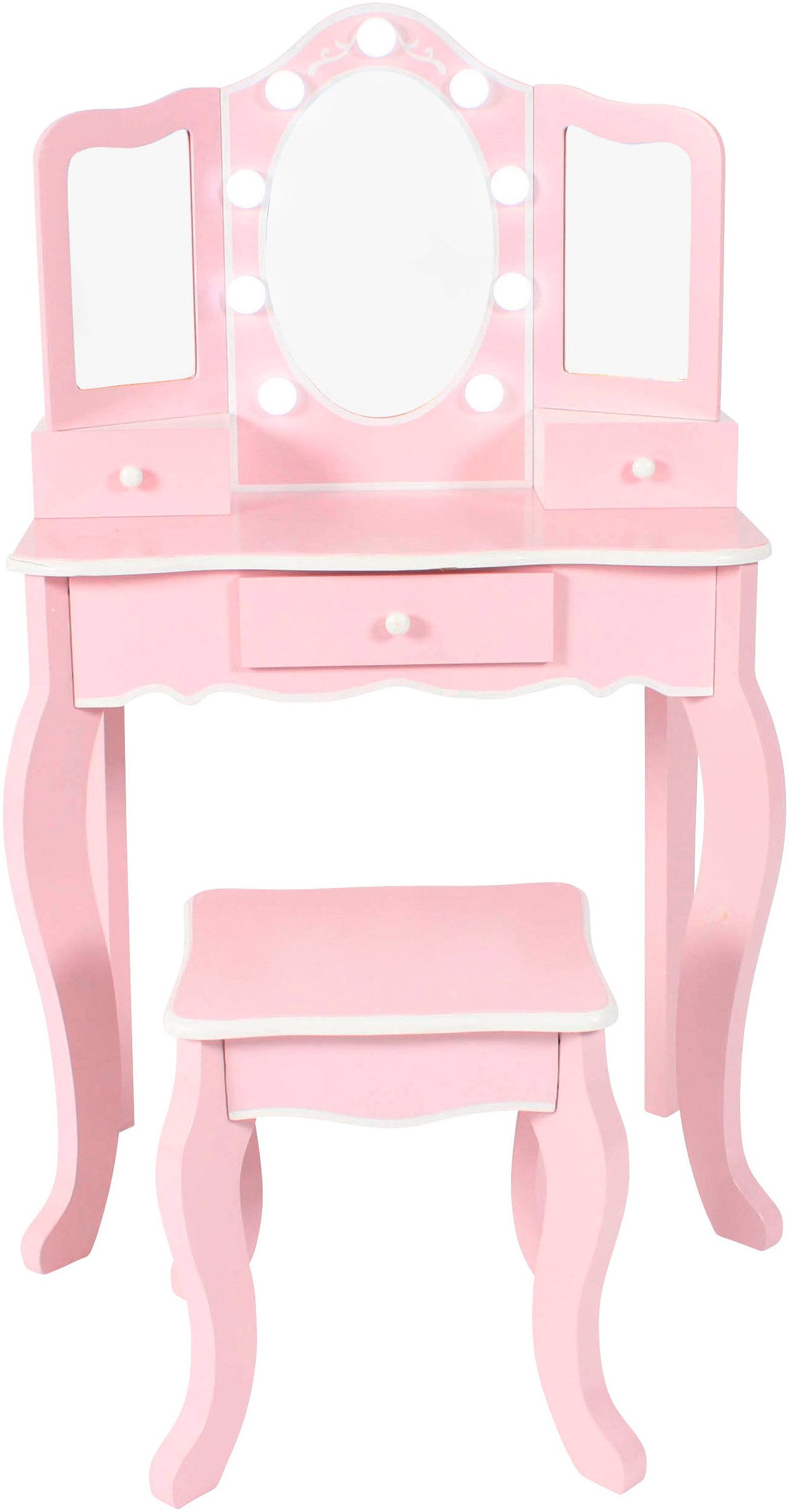 CHIC2000 Schminktisch pastellrosa, mit großen LED-Lichter rund um den Spieg günstig online kaufen