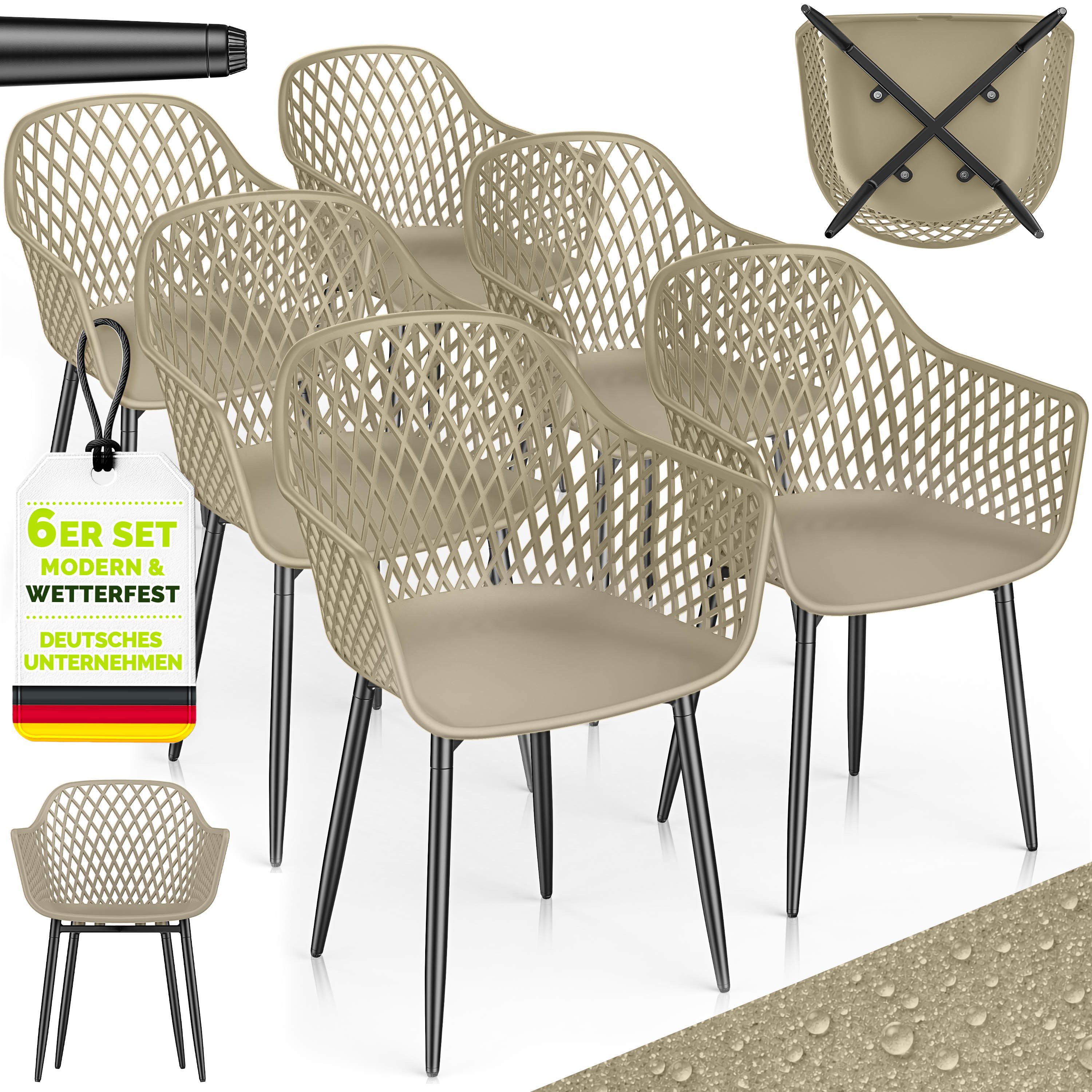 tillvex Gartentisch tillvex® Movo Gartenstühle mit Metallfüßen (Gartenstühle UV-beständig Terrassenstuhl Gartenmöbel, 6-St., Terrasse Balkon Outdoor Garten), belastbar