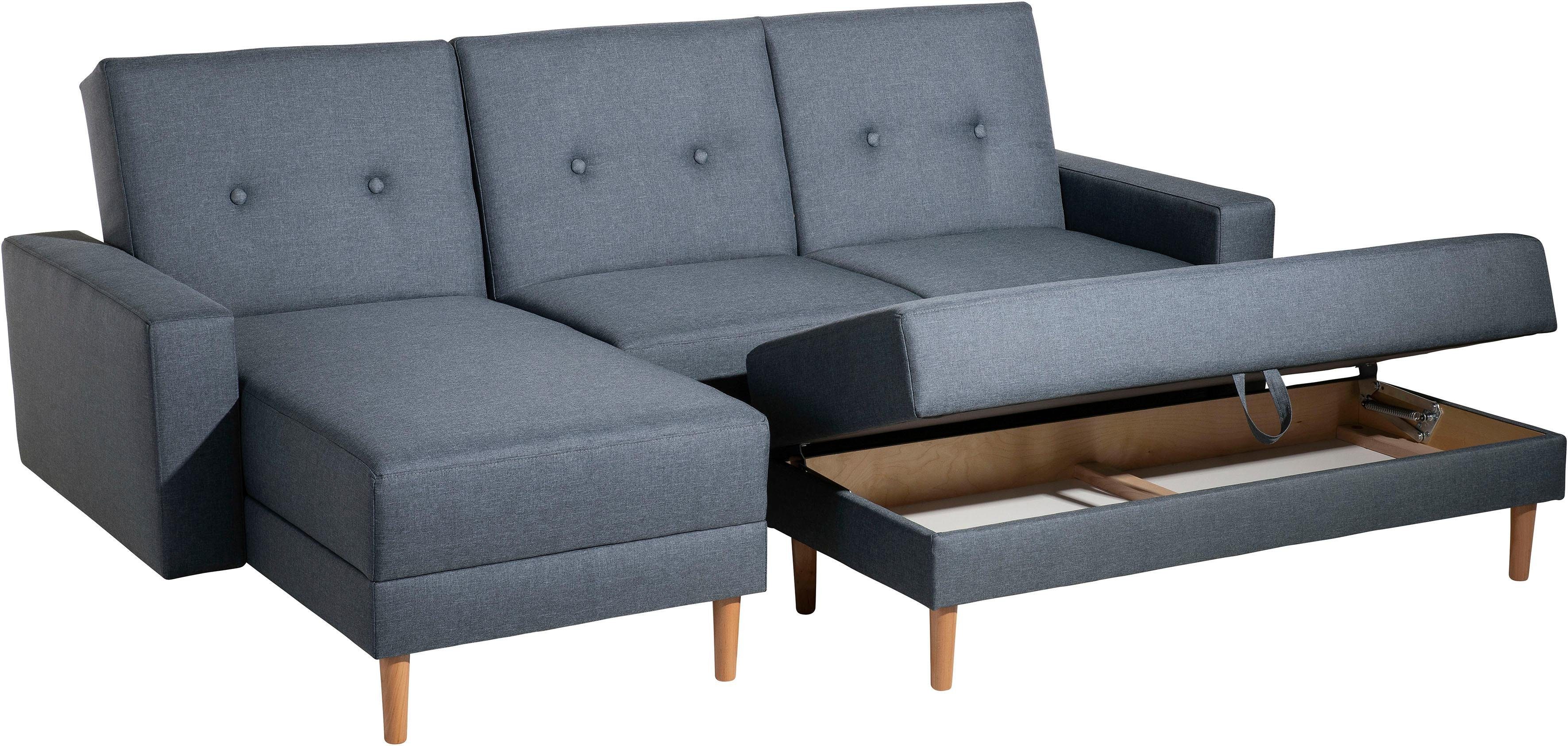 Winzer® mit Stauraumhocker Schlafsofa Ecksofa Just Recamiere, Chill, Rückenverstellung, inklusive Max