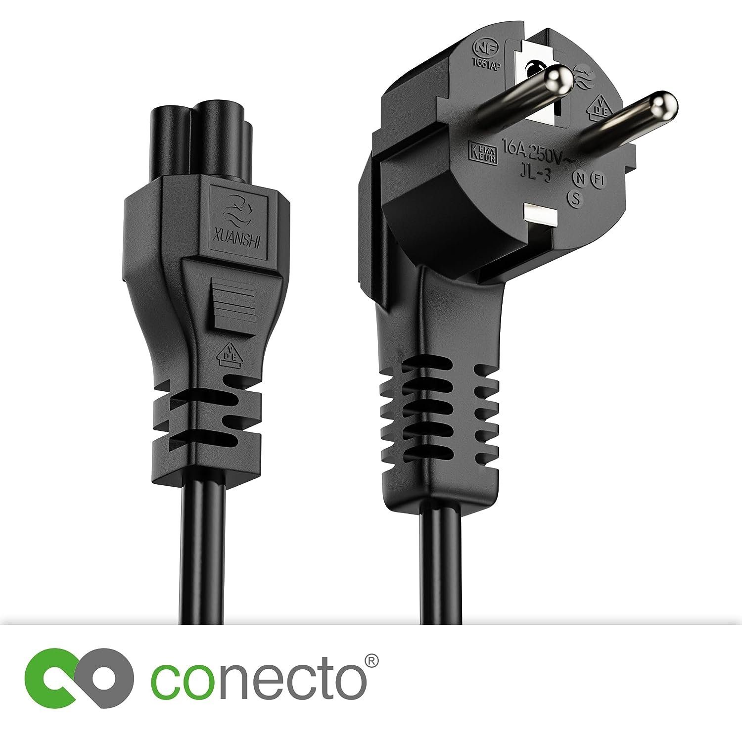 conecto conecto Strom-Kabel, Schutzkontakt-Stecker 90° auf C5 IEC-Buchse 90°, Stromkabel, (100 cm)