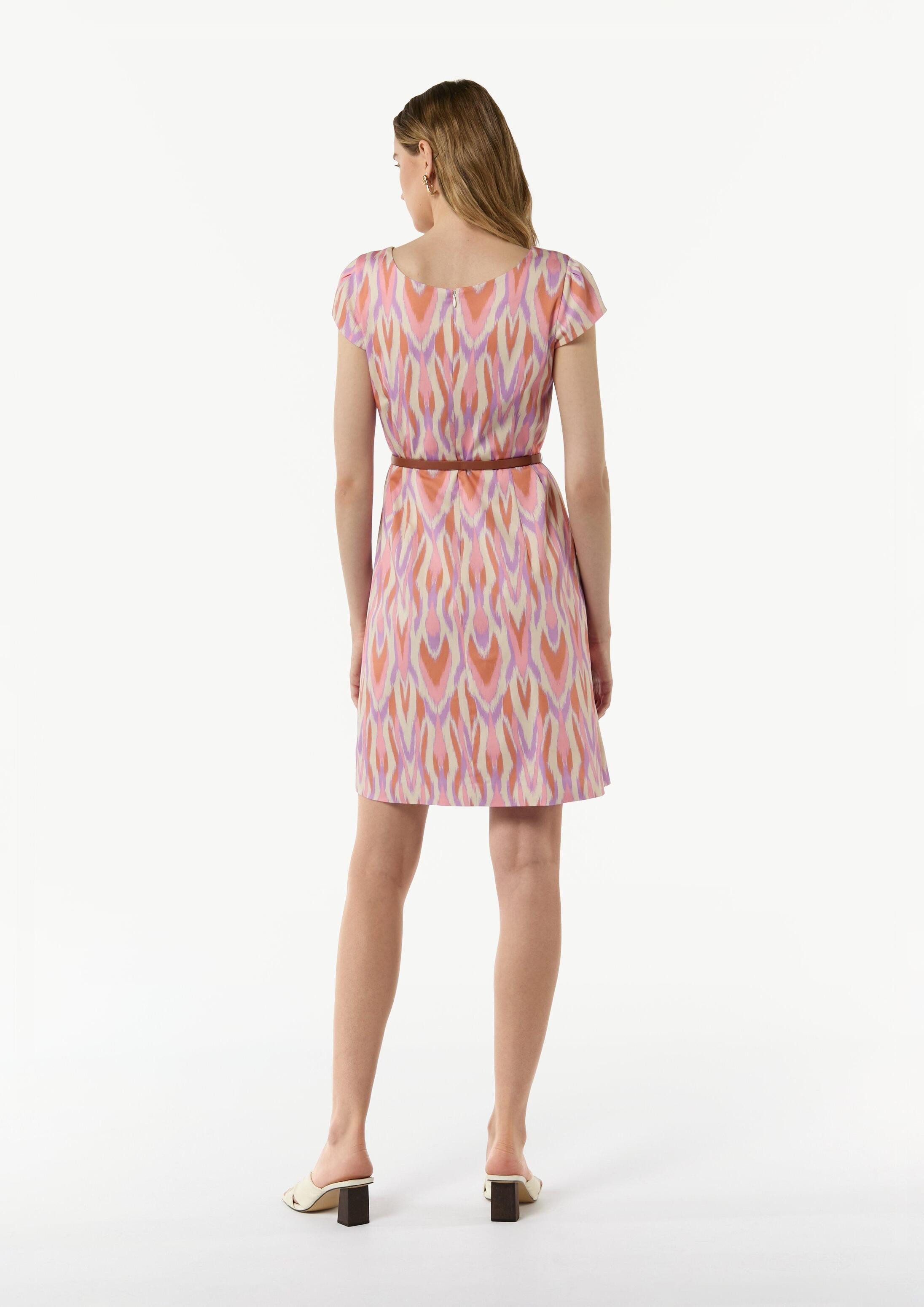 comma Minikleid Kleid Gemustertes Etuikleid mit abnehmbarem Gürtel