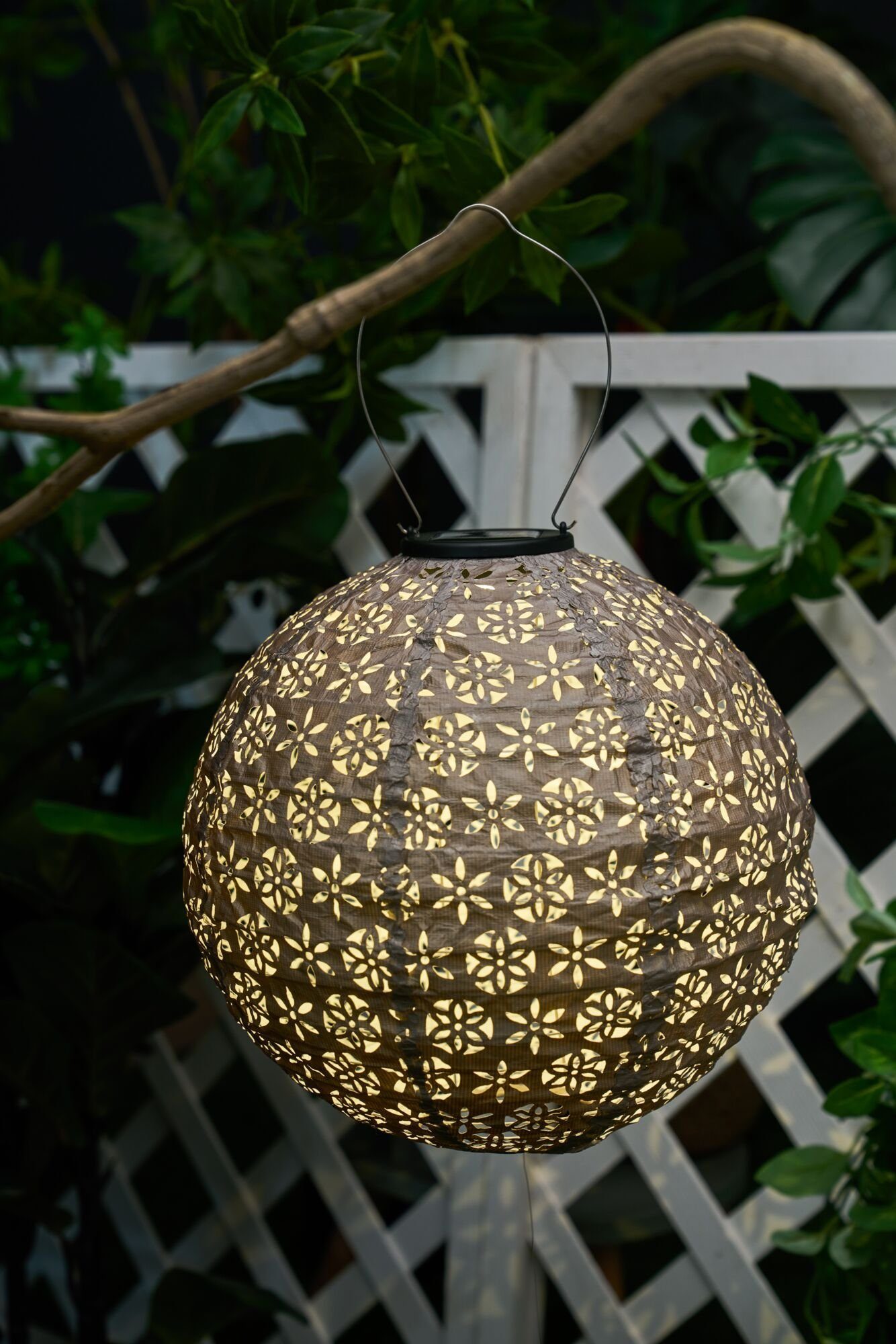 Pauleen LED Solarleuchte Sunshine Dreamer Lampion Solar taupe Tyvek Vlies, LED fest integriert, Laterne