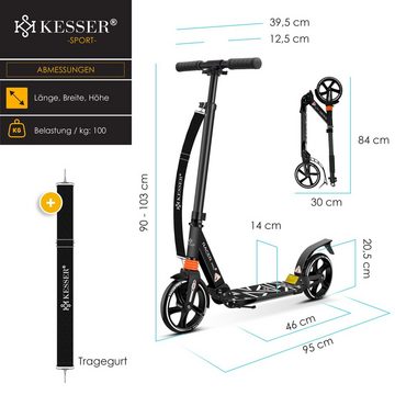 KESSER Scooter, Cityroller Scooter 205mm Räder PU Big Wheel Pro-S Tretroller