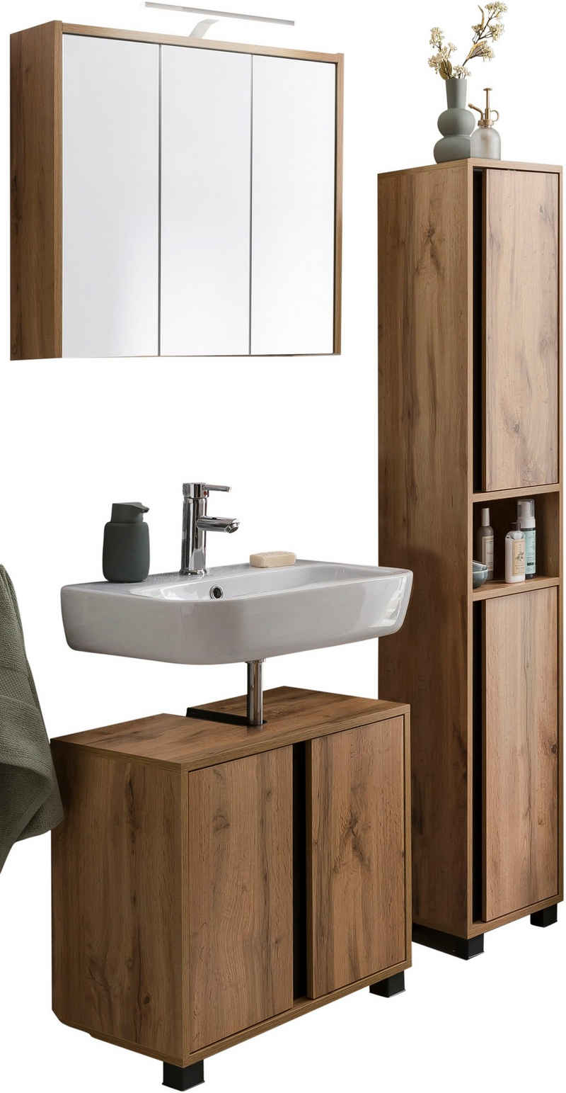 INOSIGN Badmöbel-Set Dex, (3-St), bestehend aus Waschbeckenunterschrank, Hochschrank, Spiegelschrank