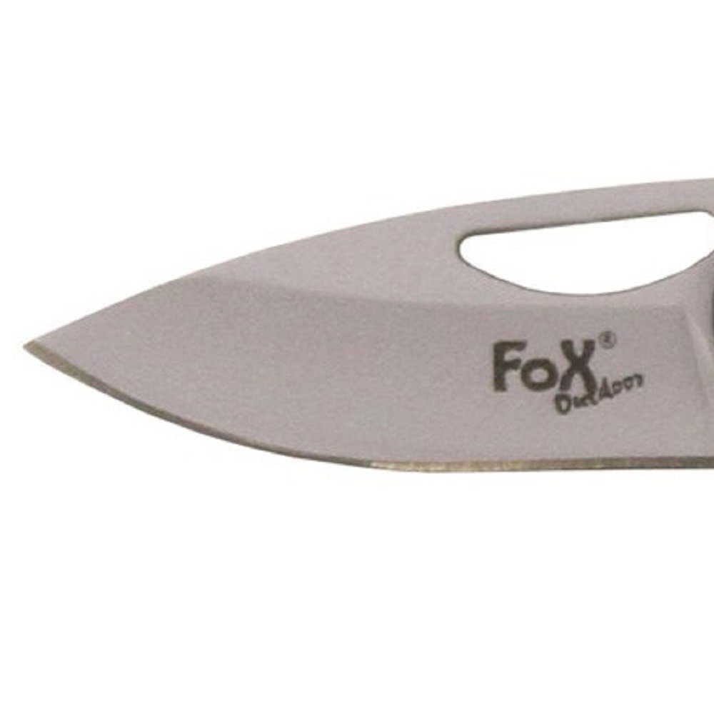 FoxOutdoor Taschenmesser Metallgriff geformter, ergonomisch gelochter "Piccolo", mit Karabiner, Klappmesser, Einhand