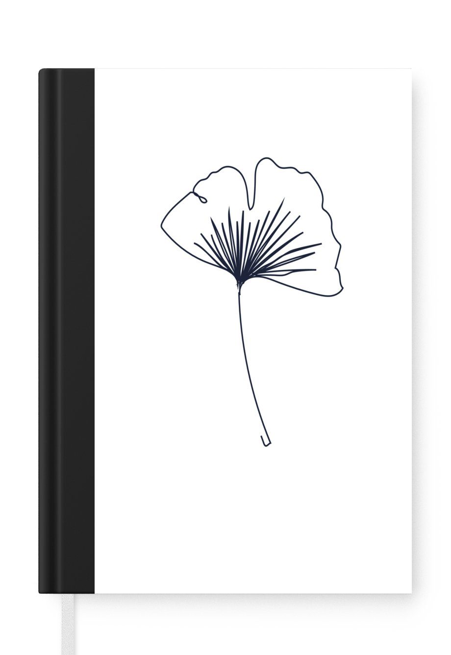 MuchoWow Notizbuch Blume - Notizheft, Weiß, Tagebuch, Haushaltsbuch Journal, A5, 98 - Merkzettel, Botanisch - Schwarz Seiten