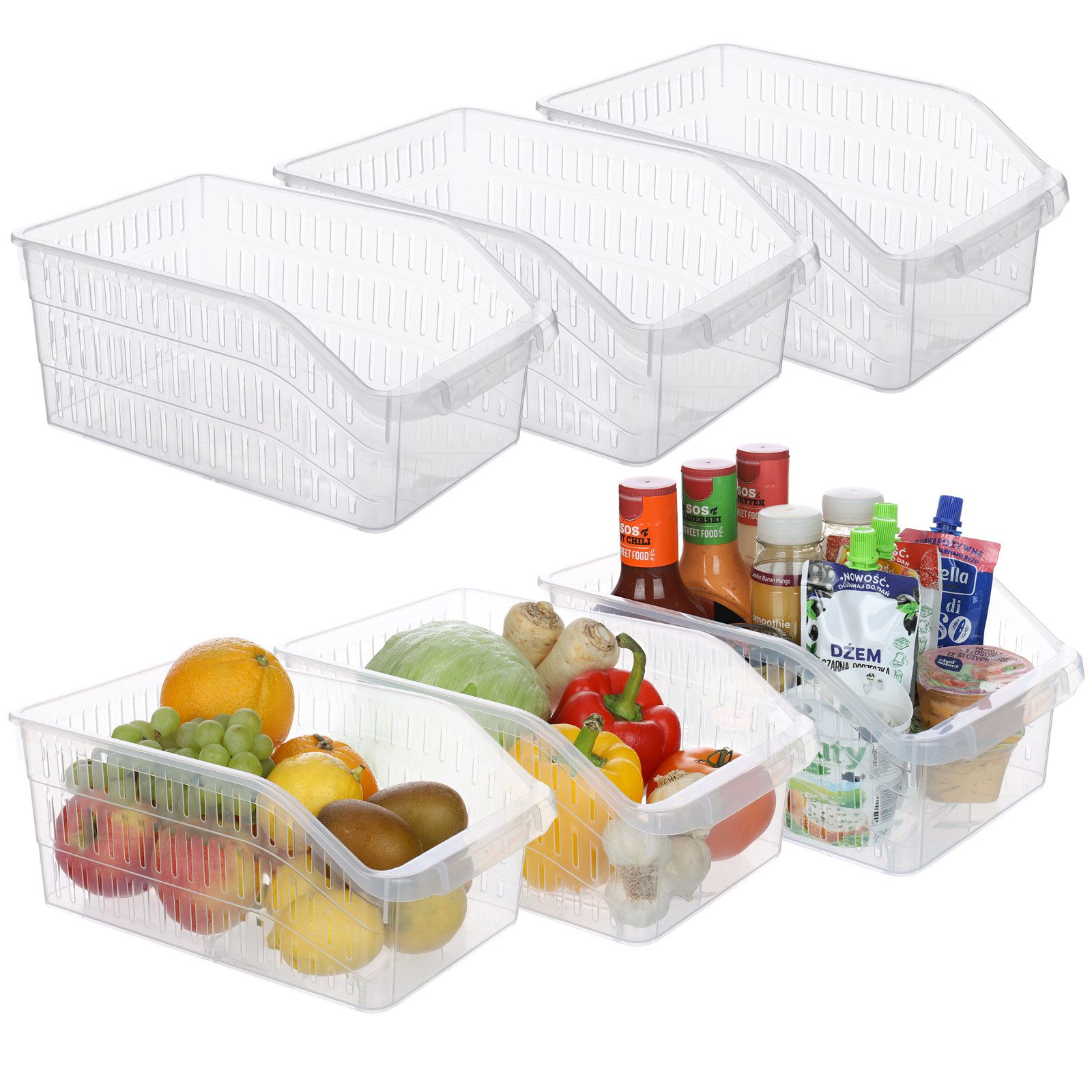 astor24 Aufbewahrungsbox 3er Set Kühlschrank Organizer Aufbewahrungs Box Korb Kiste Vorratsbehä (3er Set, 3 St., 3er Set Kühlschrank Organizer), BPA-frei, leicht zu reingien, für Küche, Kühlschrank und Haushaltsraum
