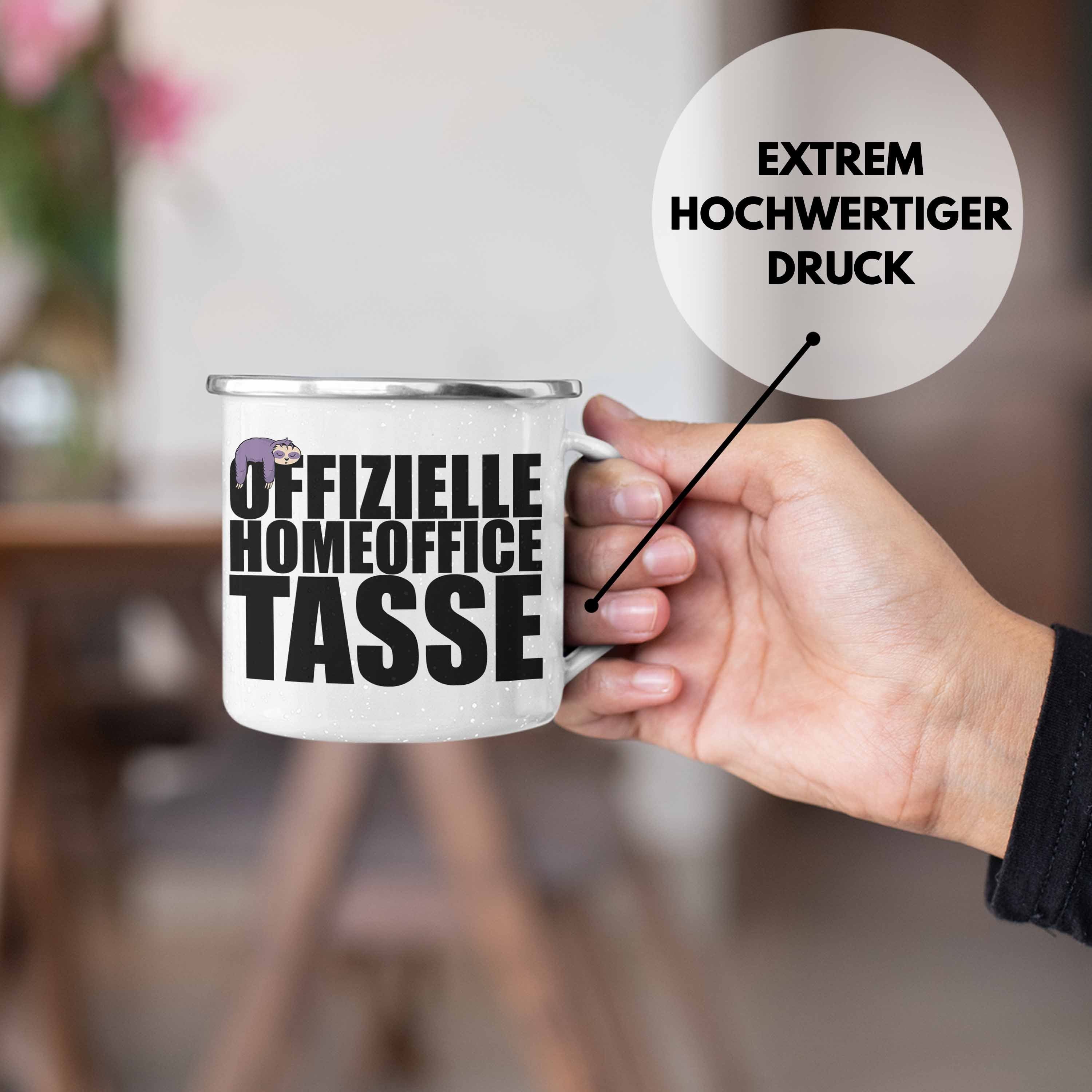 Geschenk Spruch Tasse Beidseitig Faultier Männer, Emaille Thermotasse Offizielle Home Homeoffice KaffeEmaille Lustig Silber Trendation Tasse Trendation Bedruckt Office - -