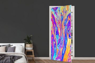 MuchoWow Türtapete Kunst - Farben - Psychedelisch, Matt, bedruckt, (1 St), Fototapete für Tür, Türaufkleber, 75x205 cm