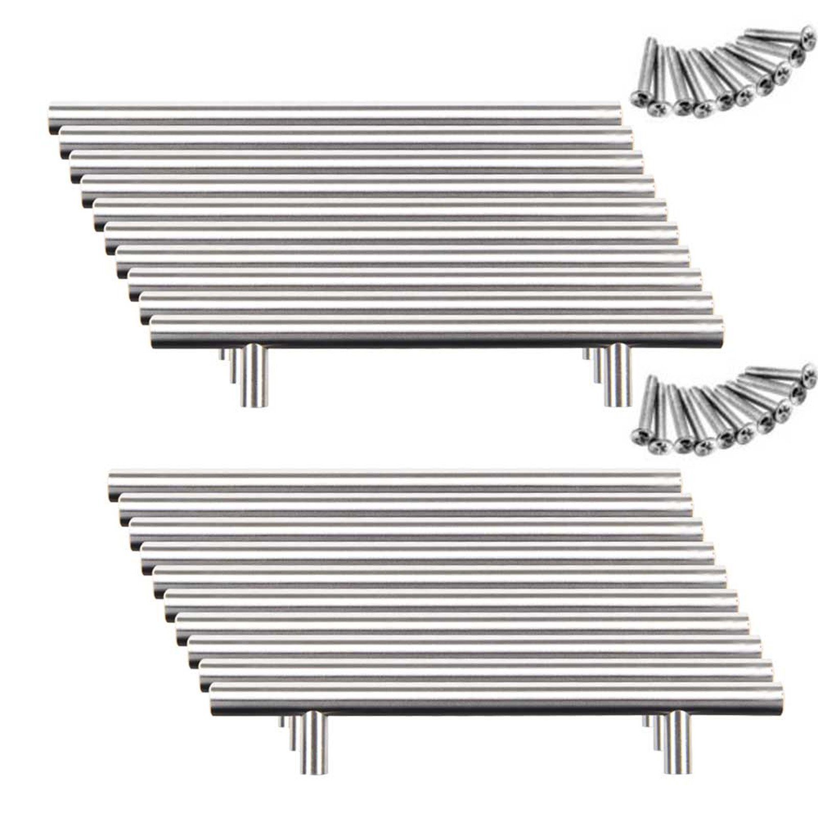 Yorbay Möbelgriff 20 Stück Edelstahl Möbelgriffe gebürstet, Ø 10 mm / Ø 12 mm, Handgriffe Möbelgriffe Stangengriff Relinggriffe 96mm / 128mm