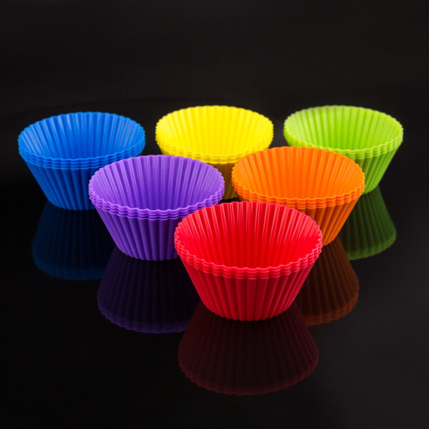Silikon Cupcake-Formen PRECORN Wiederverwendbare Muffinförmchen 24er Muffins Muffinform