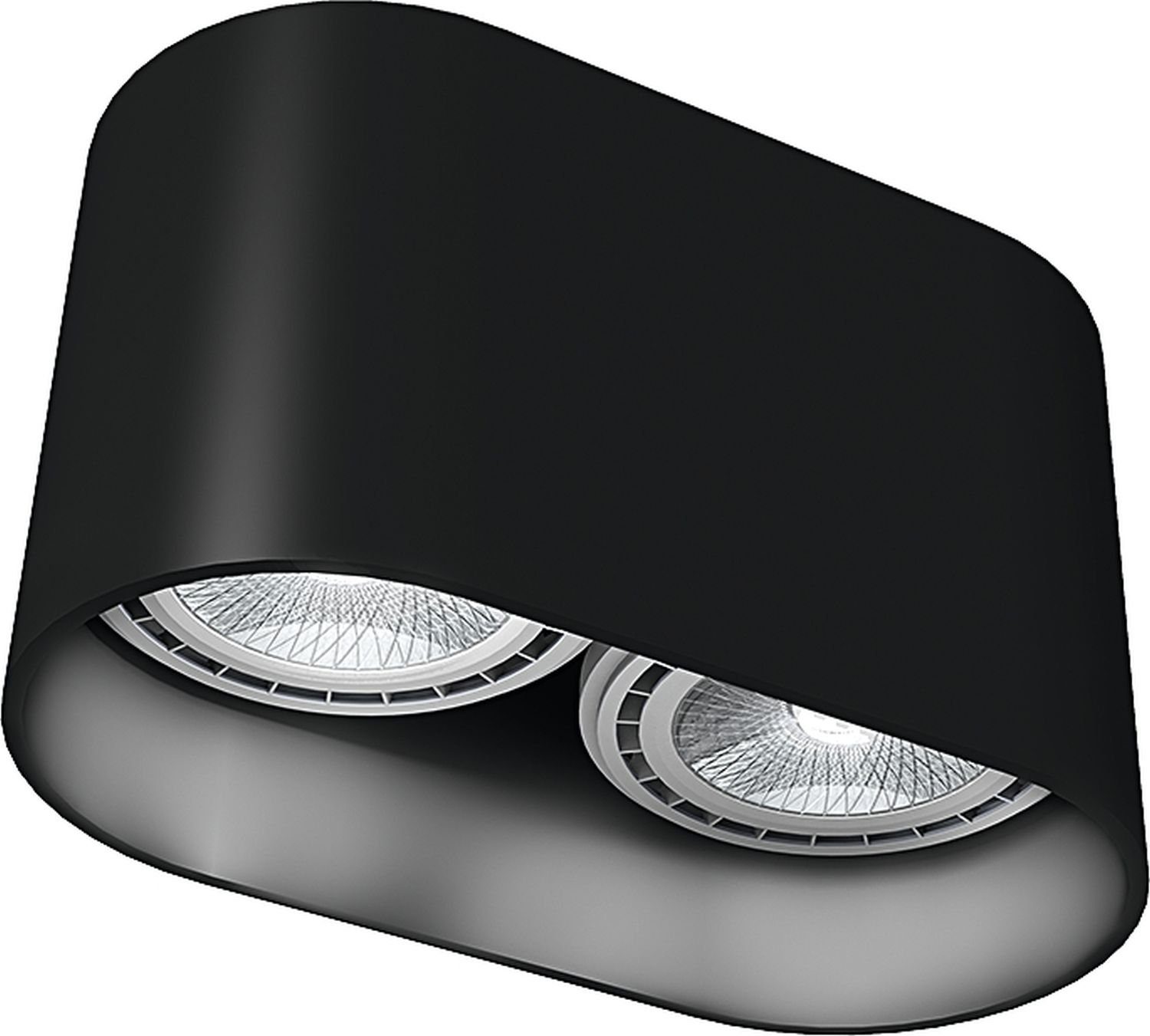 Licht-Erlebnisse Deckenleuchte OVAL, ohne Leuchtmittel, Deckenlampe Schwarz  Aluminium GU10 L:24cm 2-flammig Flur
