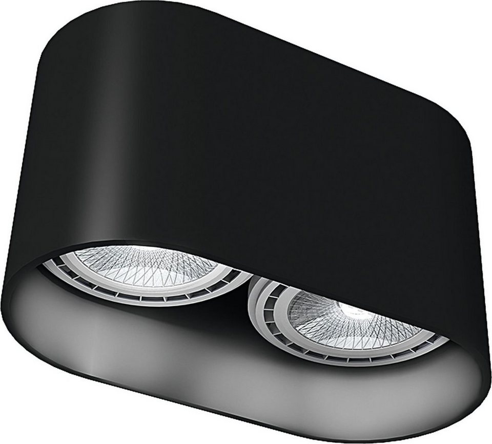 Licht-Erlebnisse Deckenleuchte OVAL, ohne Leuchtmittel, Deckenlampe Schwarz  Aluminium GU10 L:24cm 2-flammig Flur