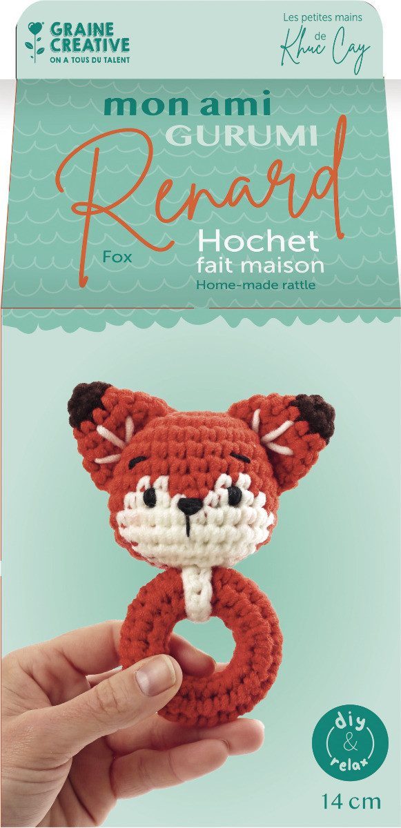 Graine Creative Kreativset DIY Häkelset, Greifring für Neugeborene, "Fuchs", (1-tlg), Mit Anleitung, 10x10x14cm