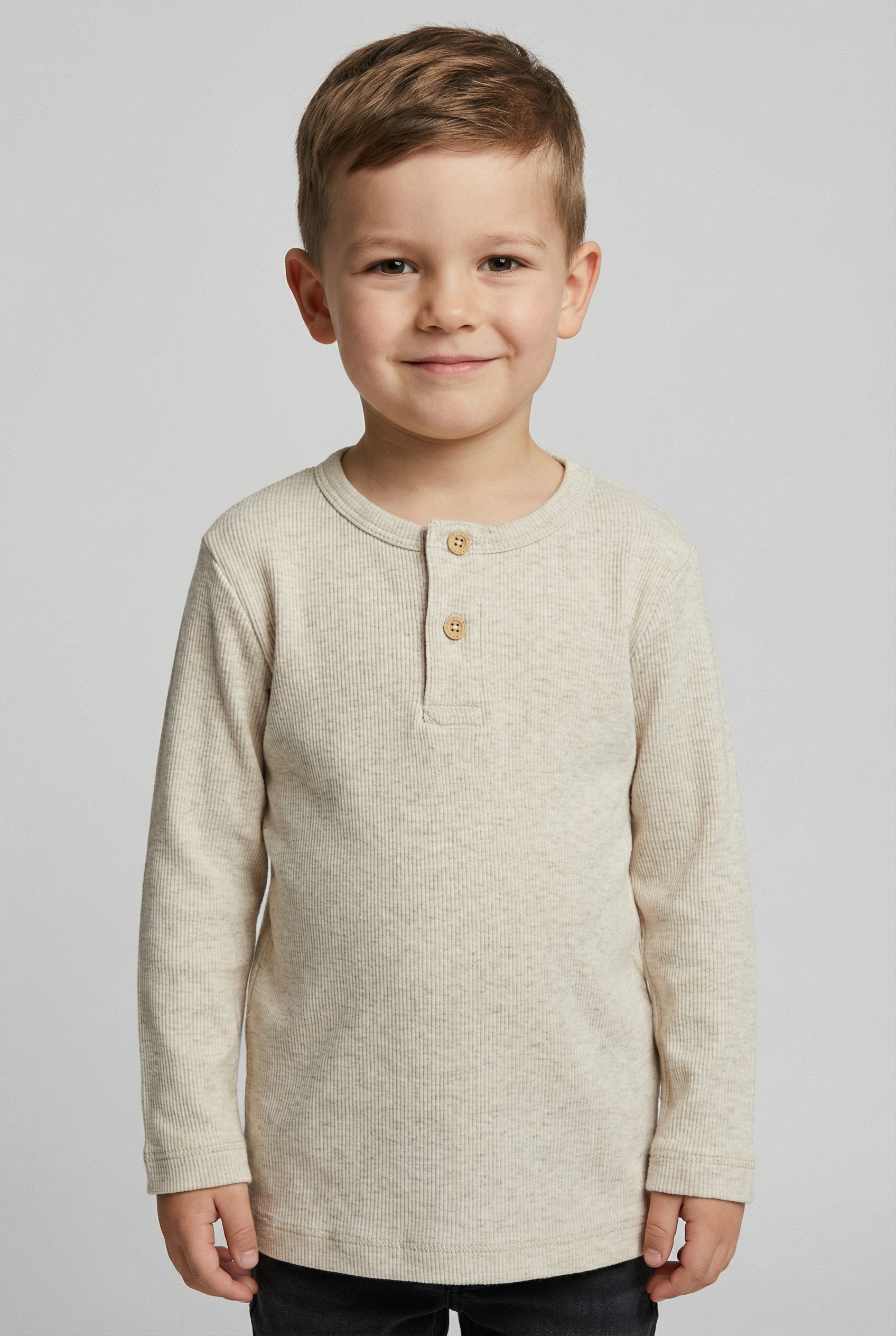 Name It Langarmshirt NMMKAB LS TOP NOOS Im Henley-Stil - mit kurzer Knopfleise, normal geschnitten