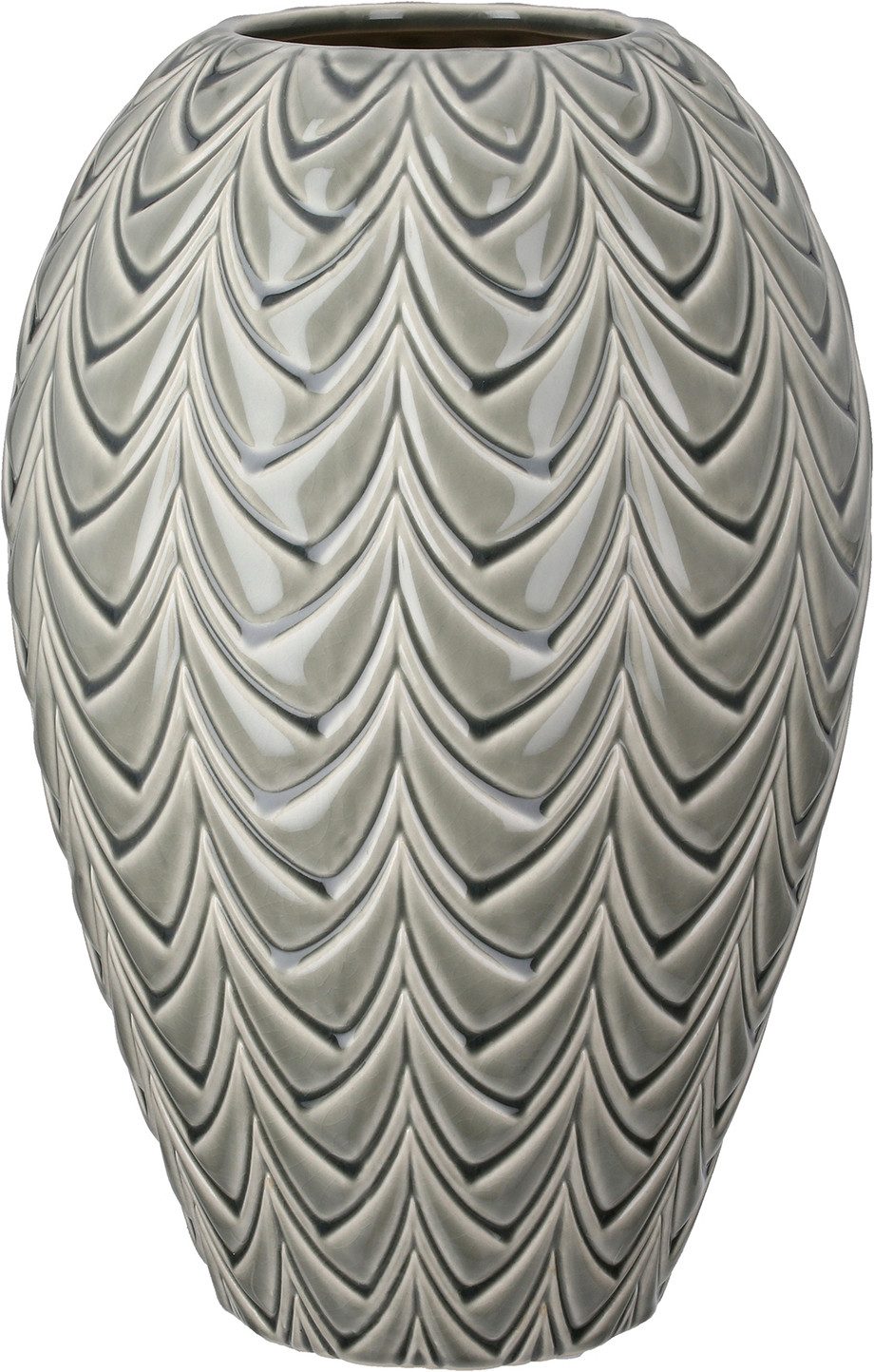 GILDE Tischvase Vase bauchig Lamello grün H. 31 cm (1 St), Vase, Lamello, Strukturvase, dekorativ, hochwertig, Tischdeko