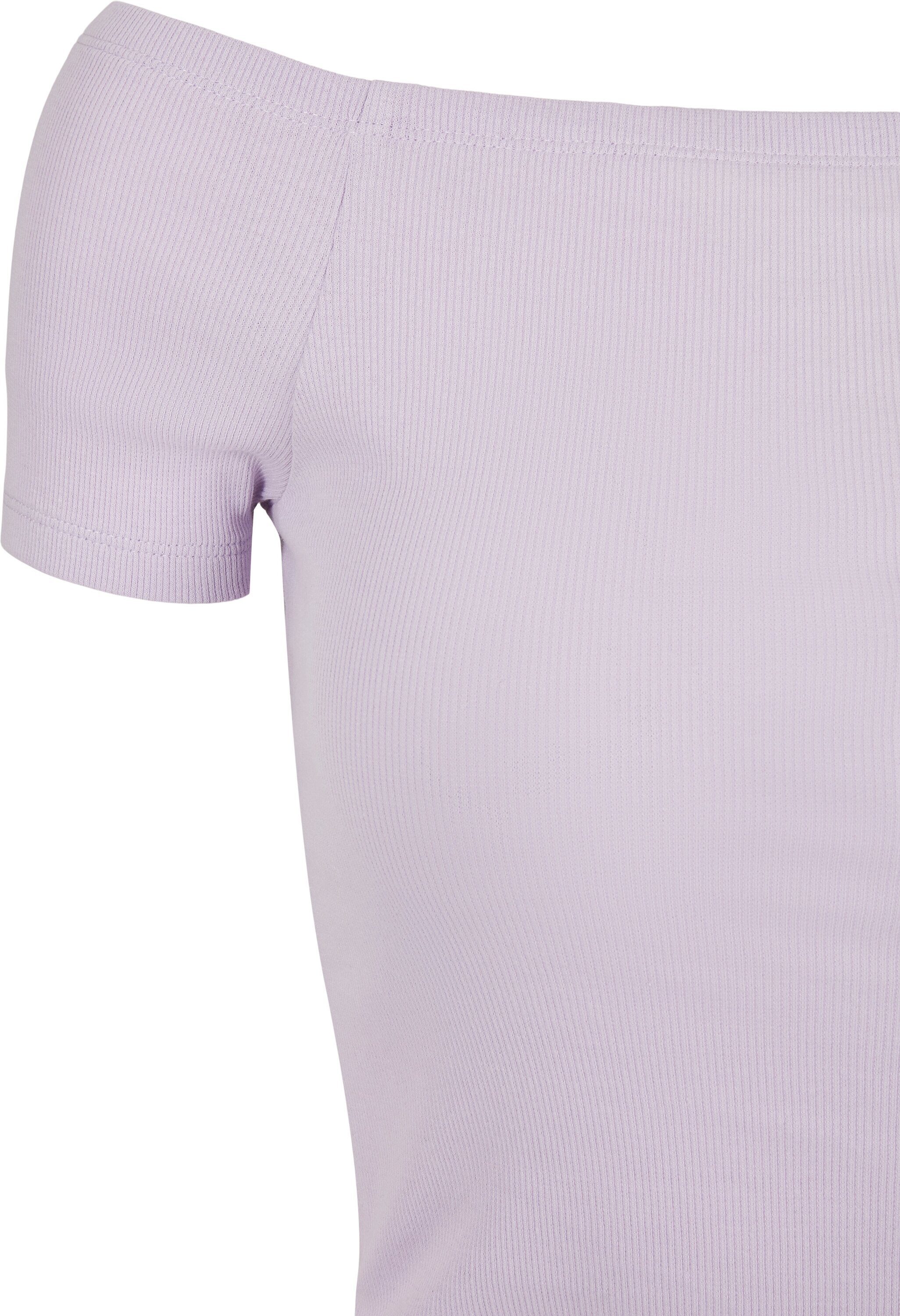 (1-tlg) URBAN Off T-Shirt Rib Damen Ladies Shoulder lilac Tee CLASSICS