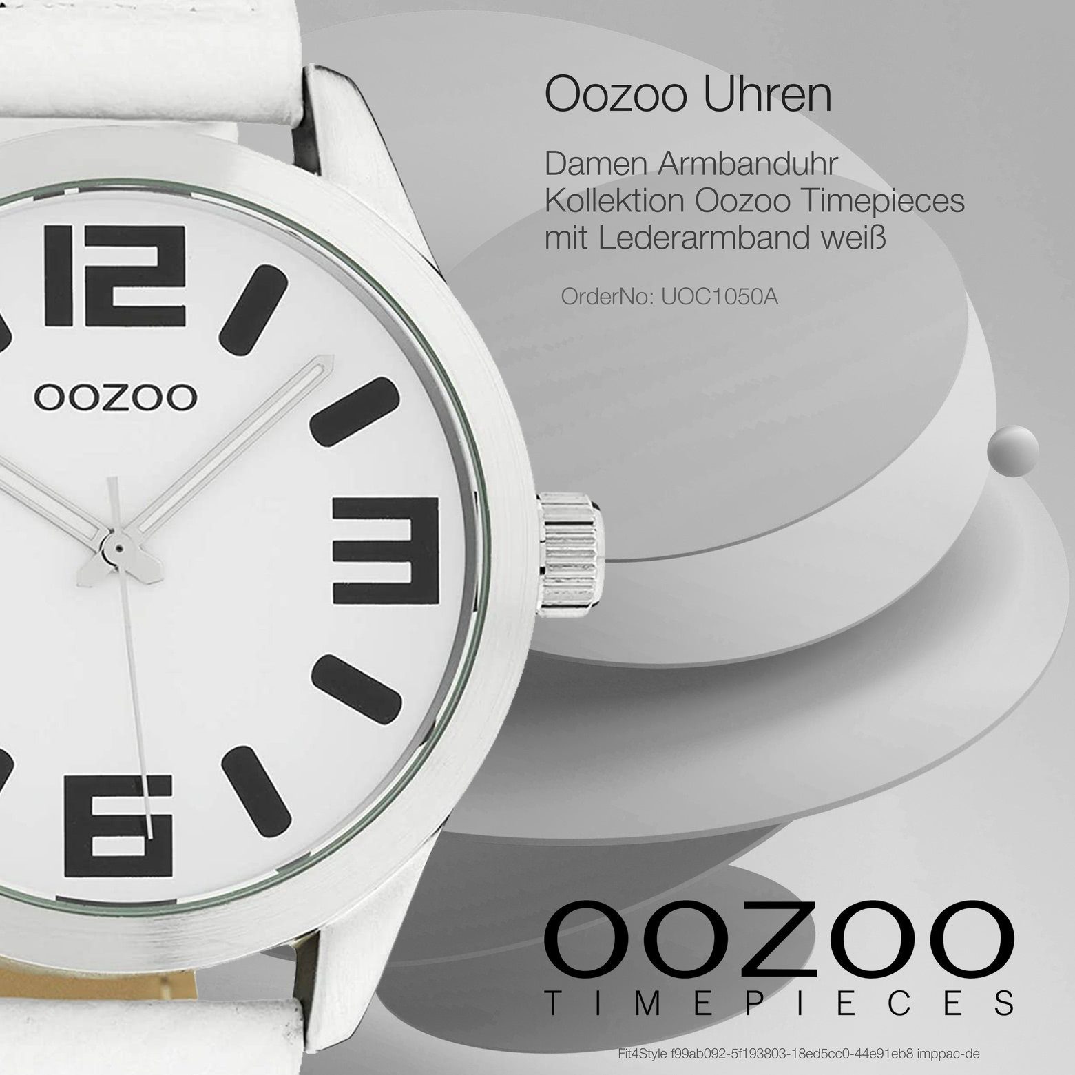 Damen Fashion-Style OOZOO C1050, groß 46mm) Quarzuhr Lederarmband, rund, Armbanduhr Damenuhr Timepieces (ca. extra Oozoo