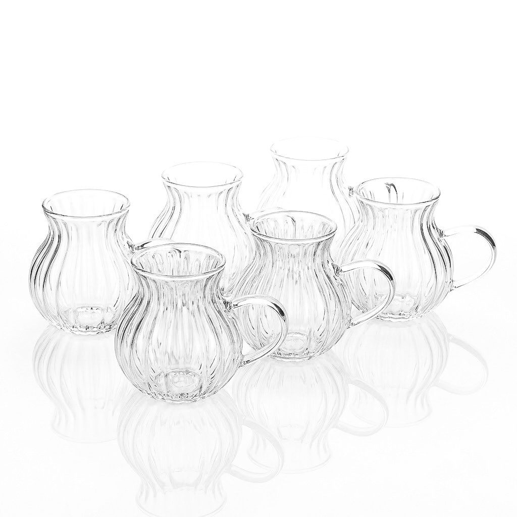 Almina Teeglas Luana La Manila, 6-tlg., Glas, 6-teiliges Gläser-Set mit Henkel, 220 ml