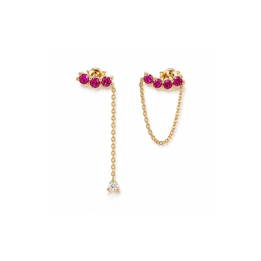 Suzan Gold Creolen-Set Ohrringe mit Kette 925 Sterling Silber – Elegante asymmetrische