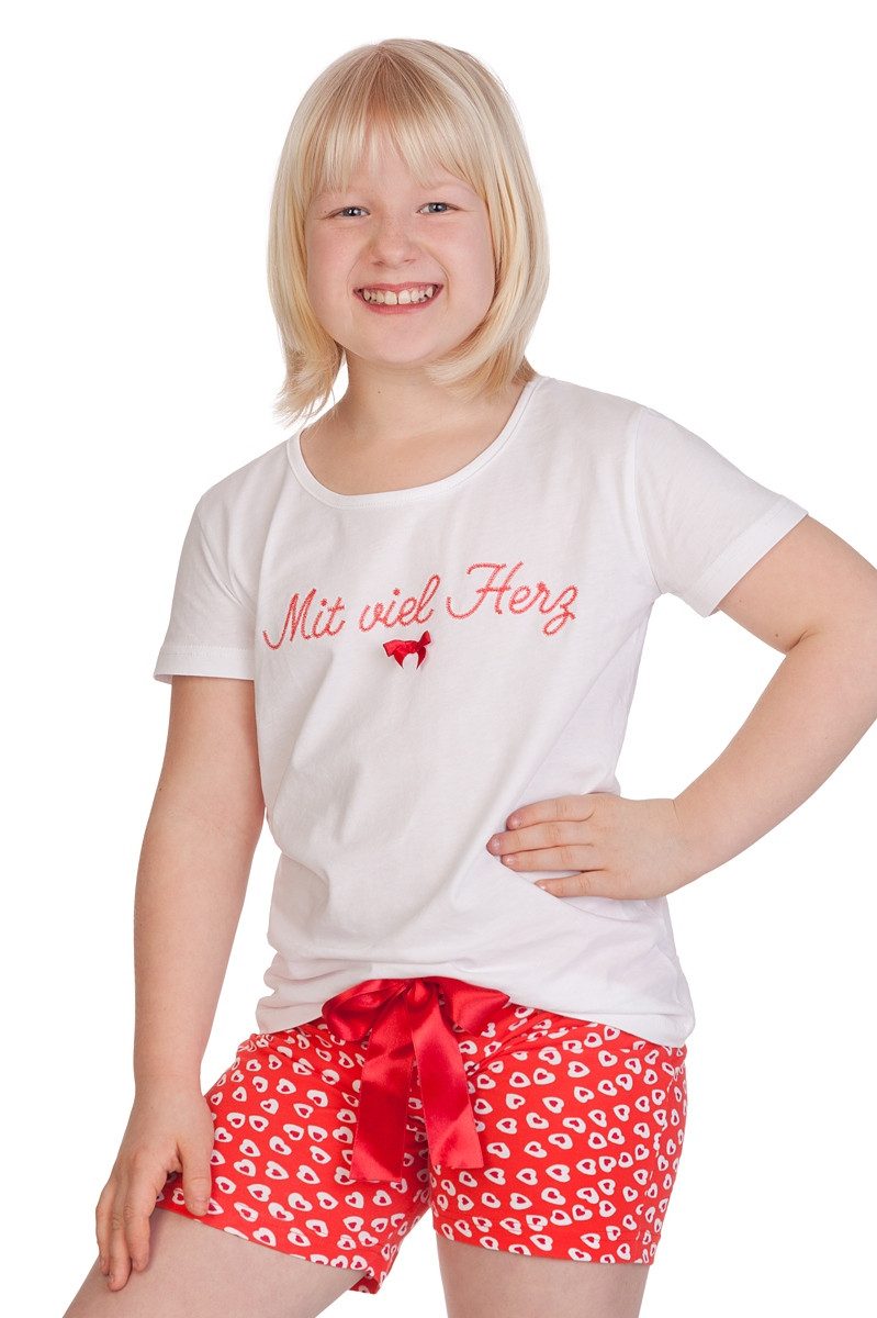 Louis & Louisa Pyjama Schlafanzug Kinder - MIT VIEL HERZ - apricot