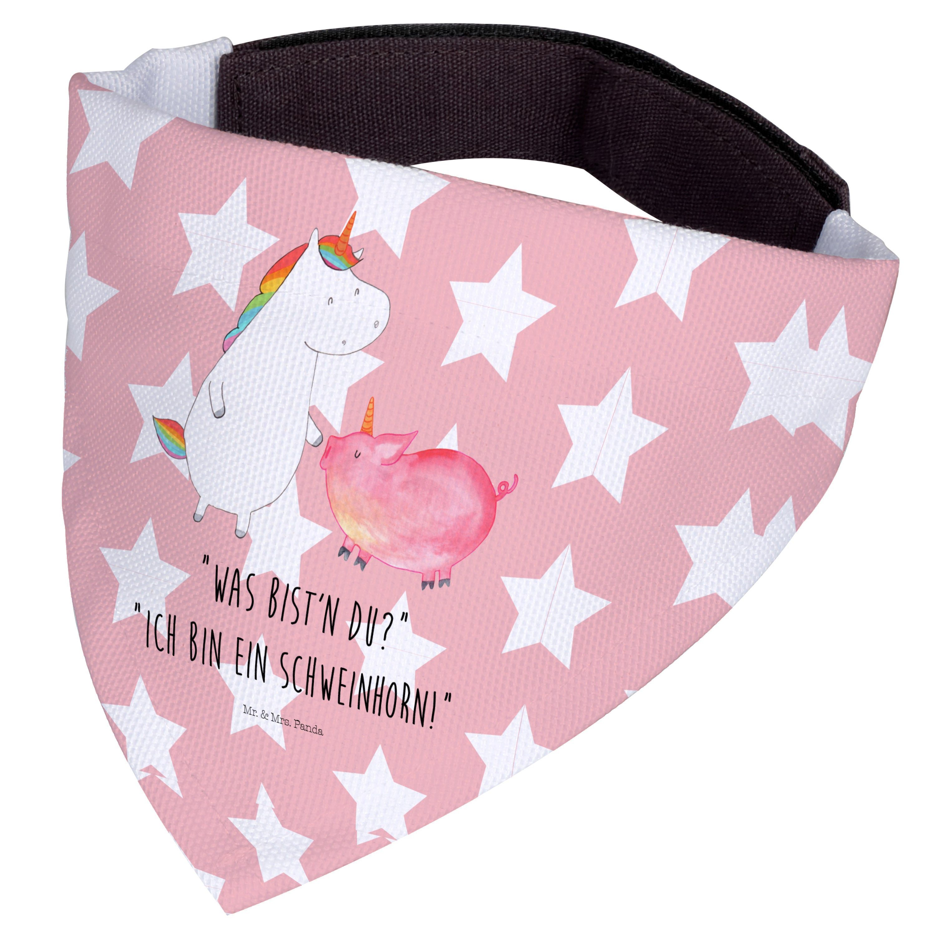 Thumbnail - Mr. & Mrs. Panda Hundefliege Einhorn Schwein - Rot Pastell - Geschenk, Schweinhorn, Hundehalstuch, Polyester, Kreative M...