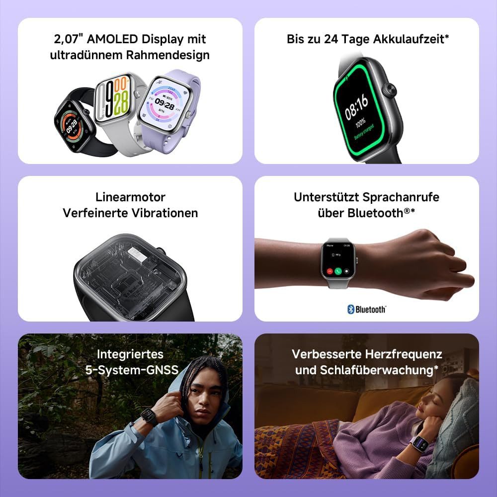 Xiaomi BHR9381GL Smartwatch (5,2 cm, android ios), Smartwatch mit großem AMOLED Display präziser Ortung