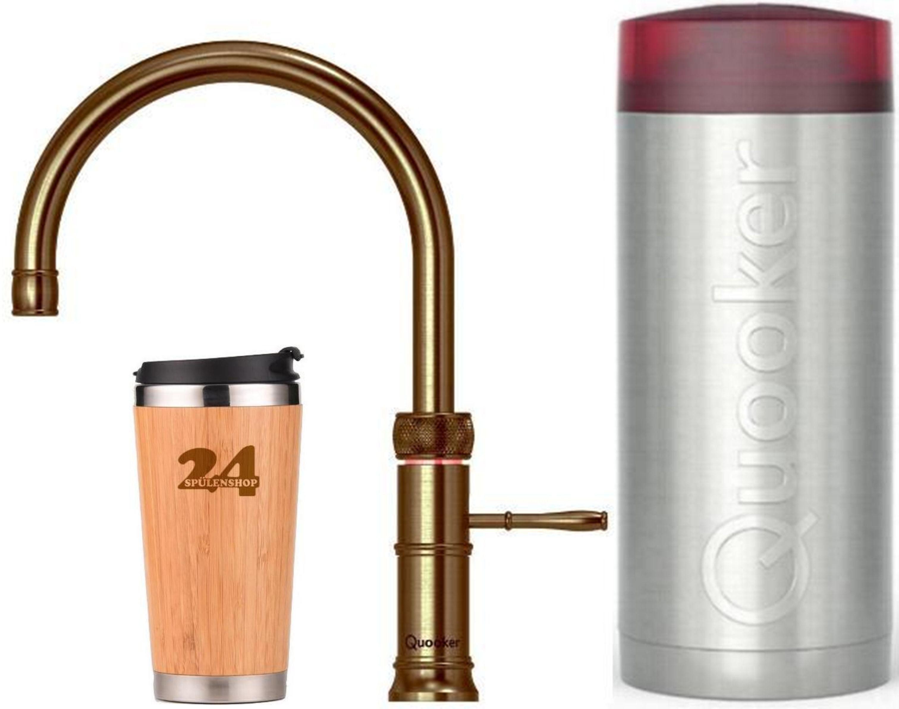 QUOOKER Küchenarmatur QUOOKER CLASSIC FUSION Round COMBI+ B 100°C Armatur (22+CFRPTN) (2-St) Spültischmischer Messing mit 100°C Kochendwasserfunktion