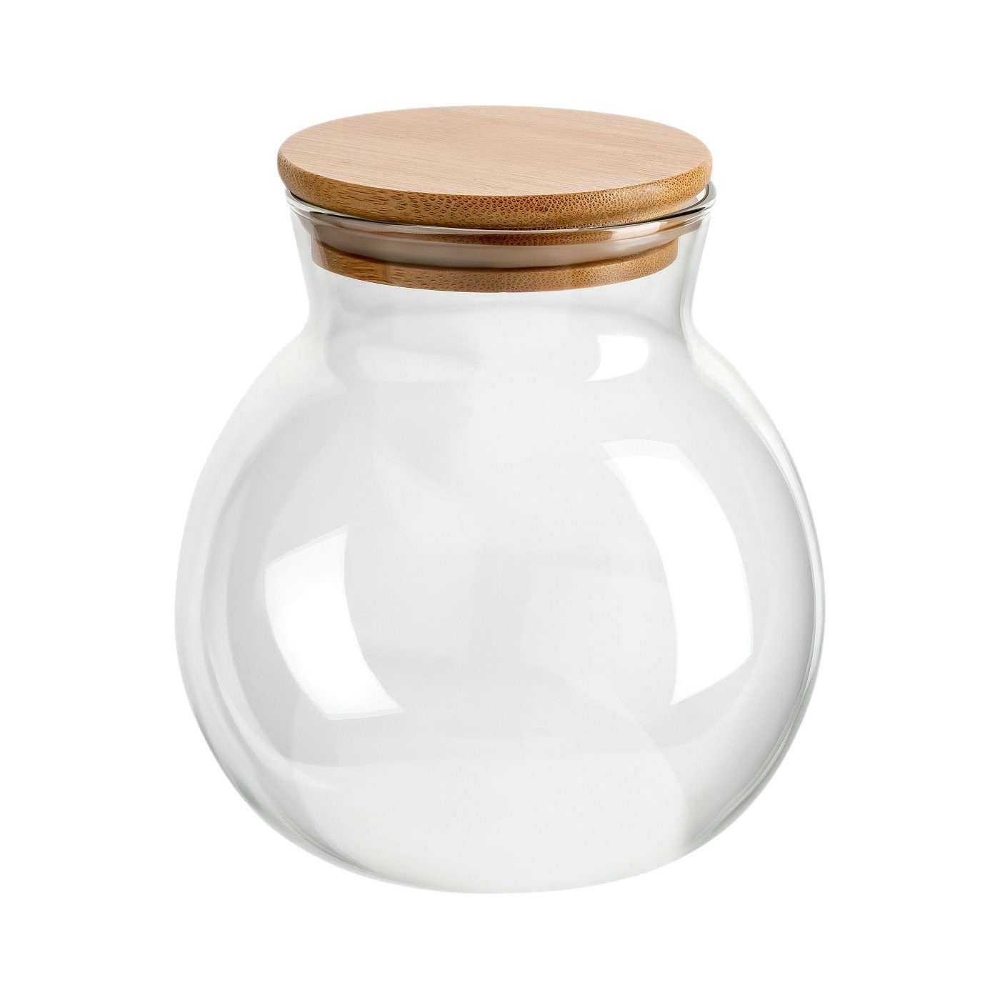 ml - Vorratsglas 1000 Vorratsdosen mit Bambusdeckel Kugel-Form gouveo Borosilikatglas, aus (3-tlg)