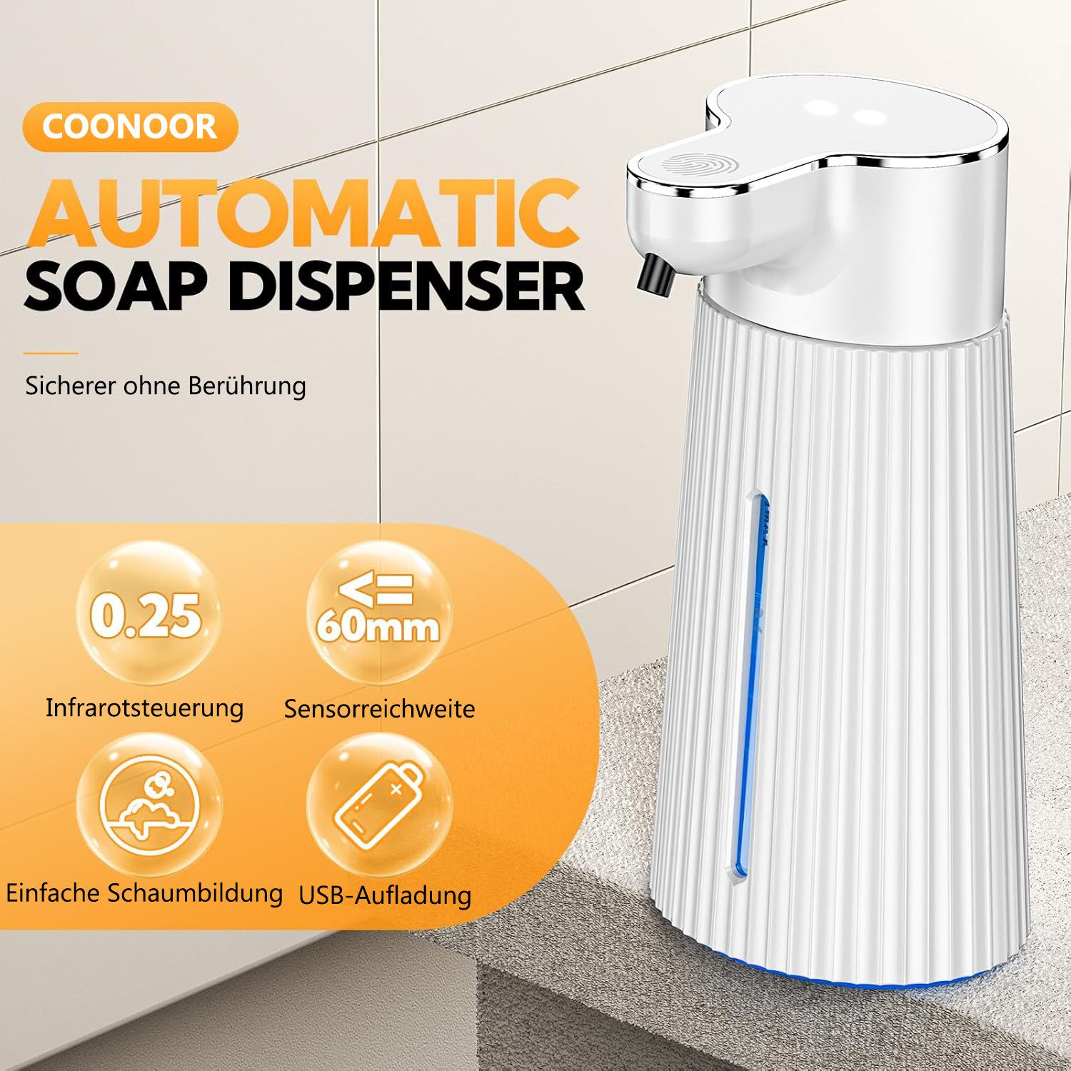 Coonoor Seifenspender Automatisch 400ml Wandbefestigung Berührungslosmit günstig online kaufen