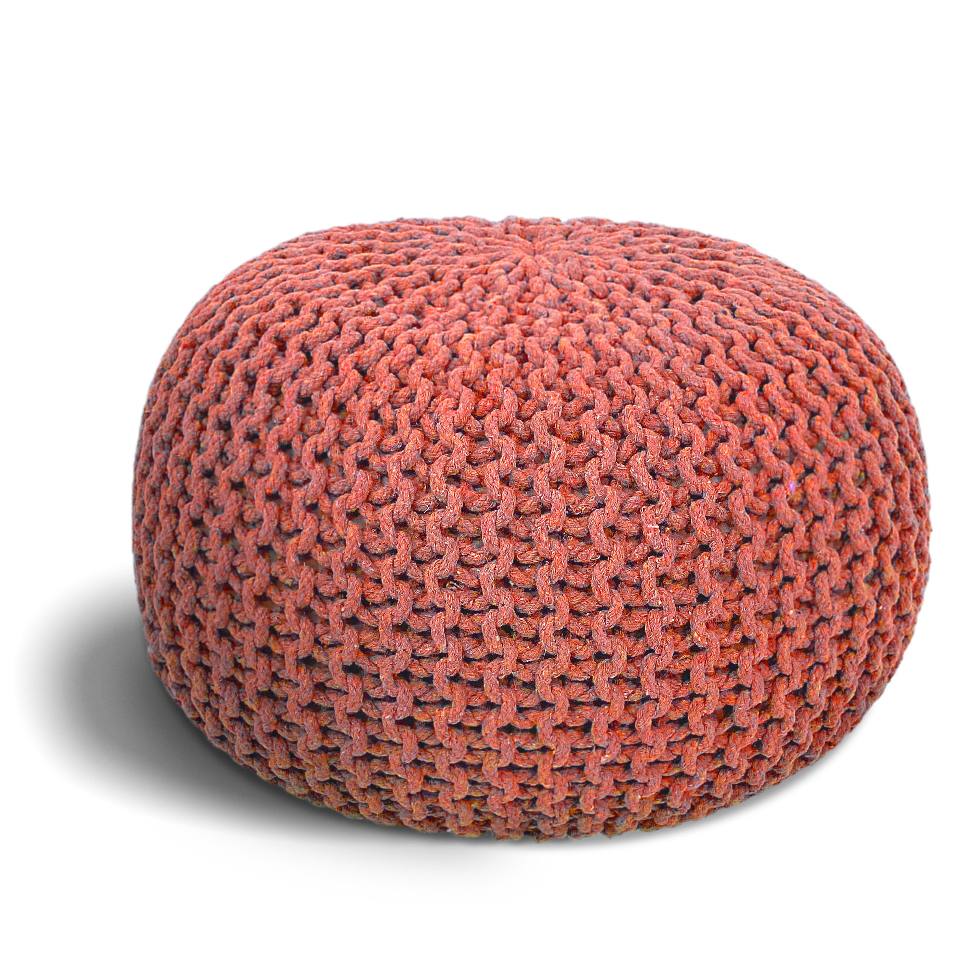 ELYFLAIR Pouf ELYFLAIR® Handgestrickter Pouf aus 100% recyceltem Material Terracotta