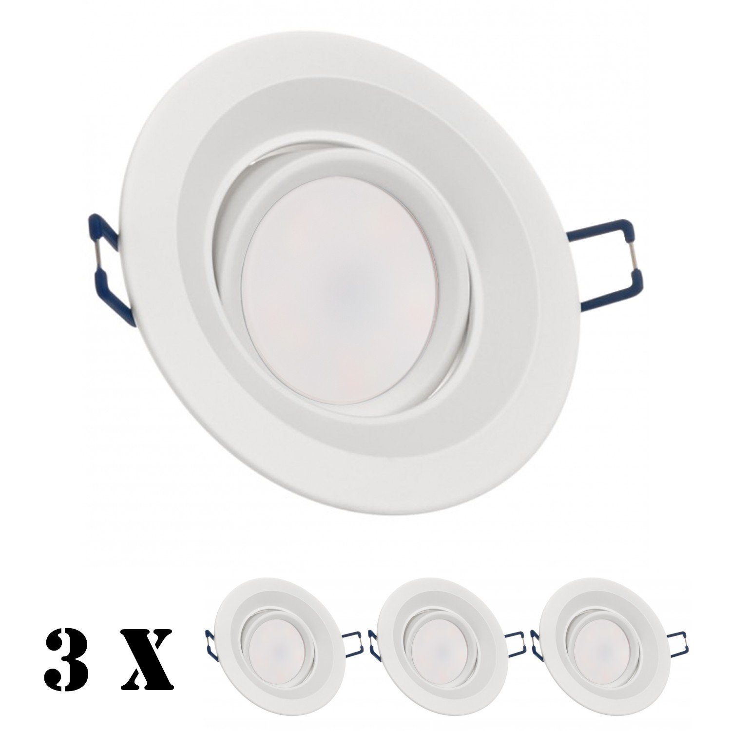 in weiß 5W Einbaustrahler LED von LEDANDO flach Leuchtmittel LED mit Einbaustrahler Set 3er extra