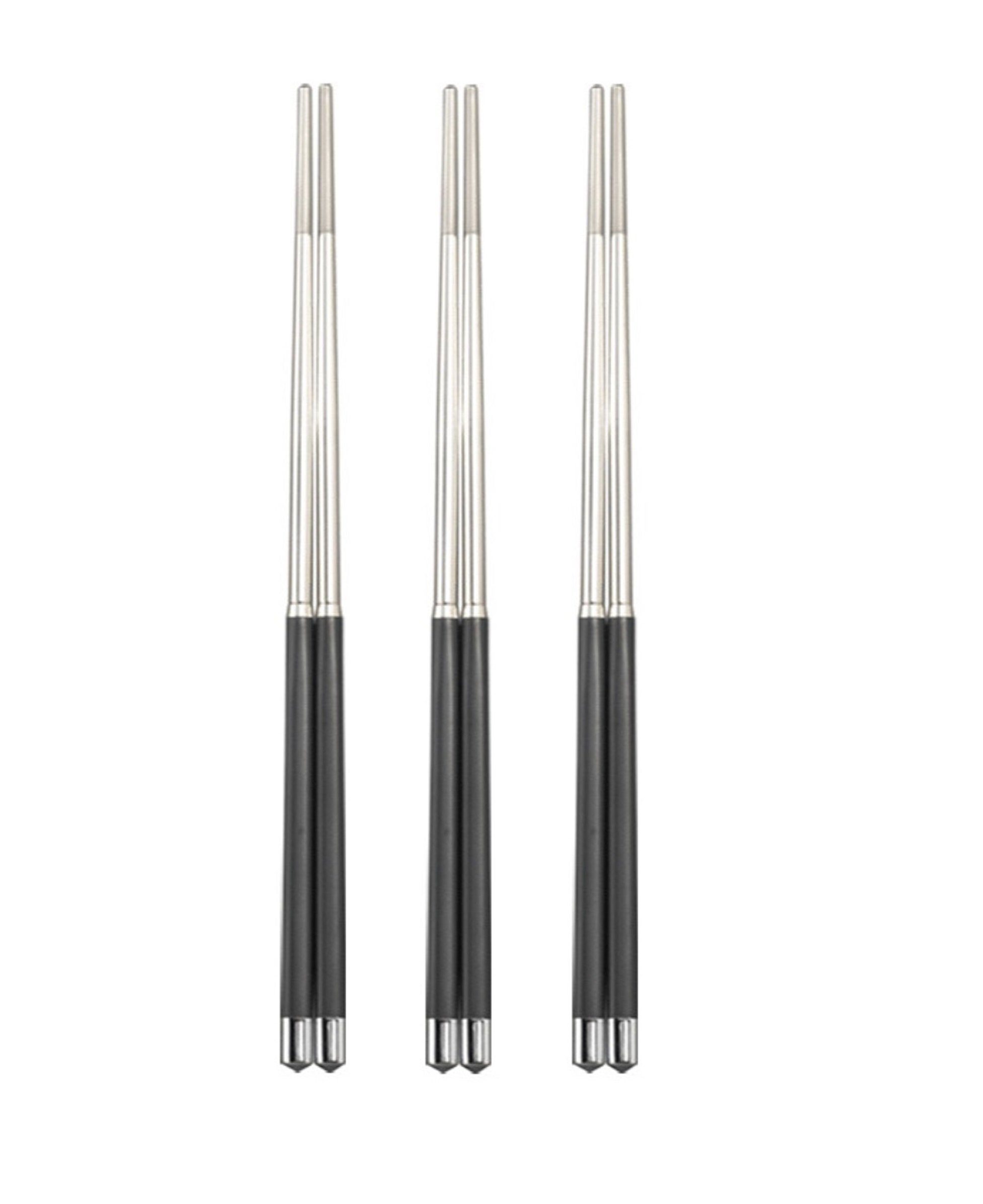BAYLI Pizzaschneider 3 Paar Chinesische Essstäbchen Set aus Edelstahl, edle Sushi Stäbchen
