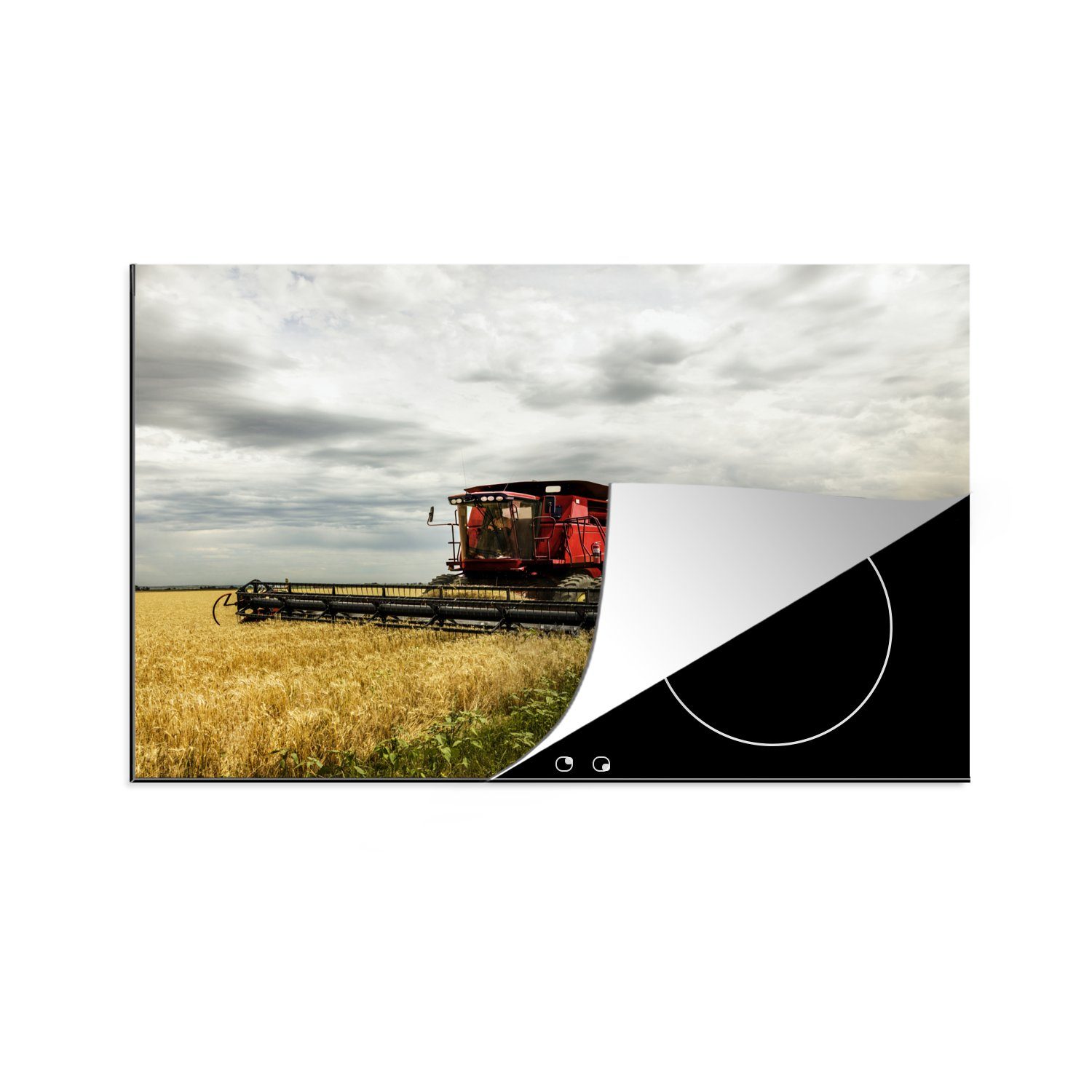 (1 cm, Arbeitsplatte Herdblende-/Abdeckplatte Vinyl, 81x52 für tlg), Traktor MuchoWow Ceranfeldabdeckung, - Lebensmittel, - Amerika küche