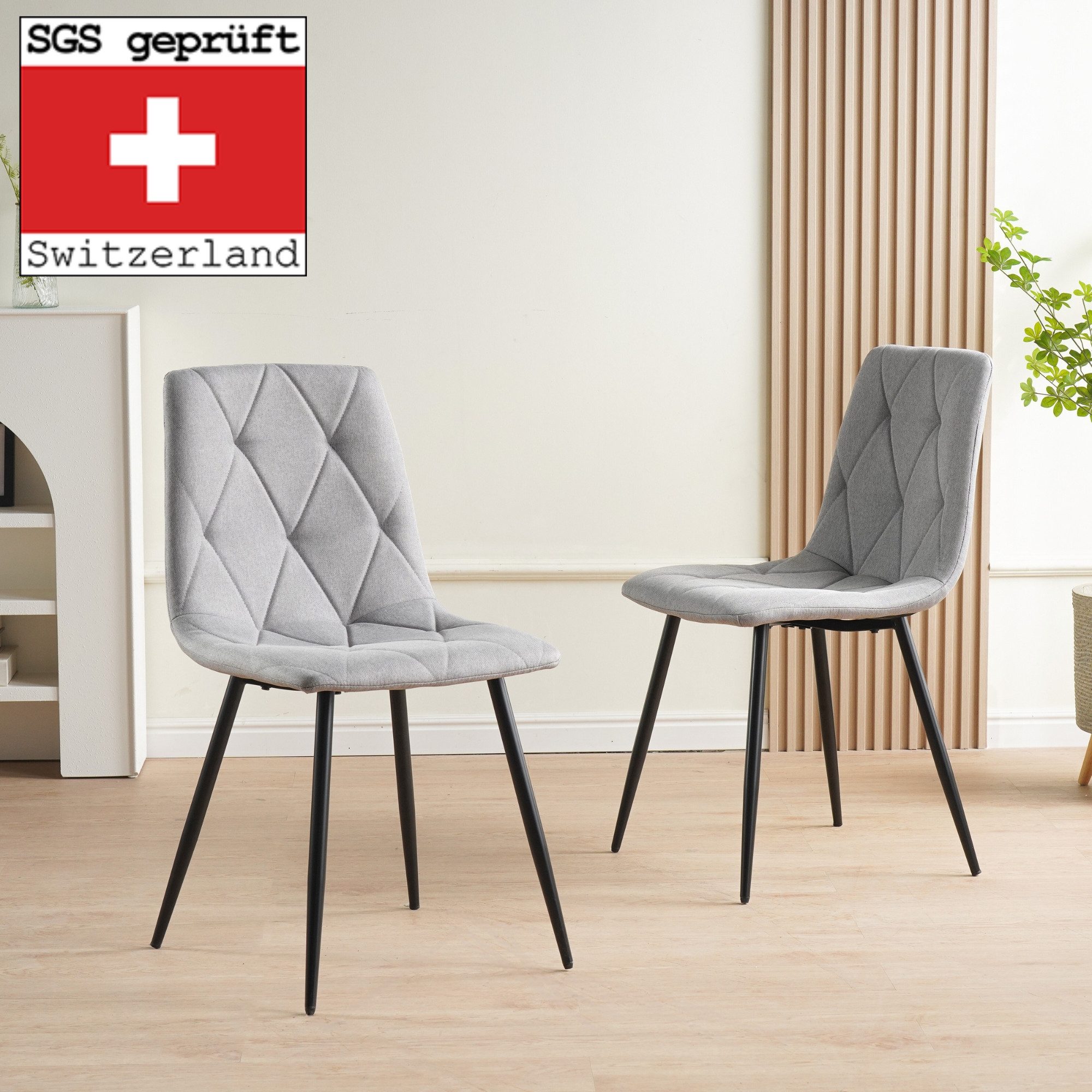 Albatros International Esszimmerstuhl Esszimmer Stühle 4 er Set DORA, Stuhl Stühle Esszimmerstühle, Küche (4er Set, Grau, Stoff Bezug), Küchenstuhl Küchenstühle – Bild 2 von 5