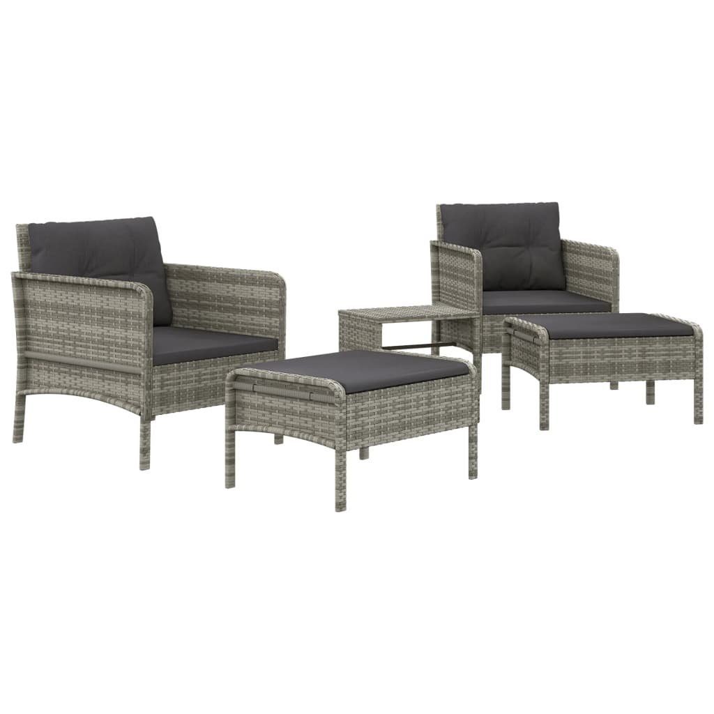 Garten-Lounge-Set Poly mit Grau 5-tlg. Rattan, (1-tlg) Kissen vidaXL Gartenlounge-Set