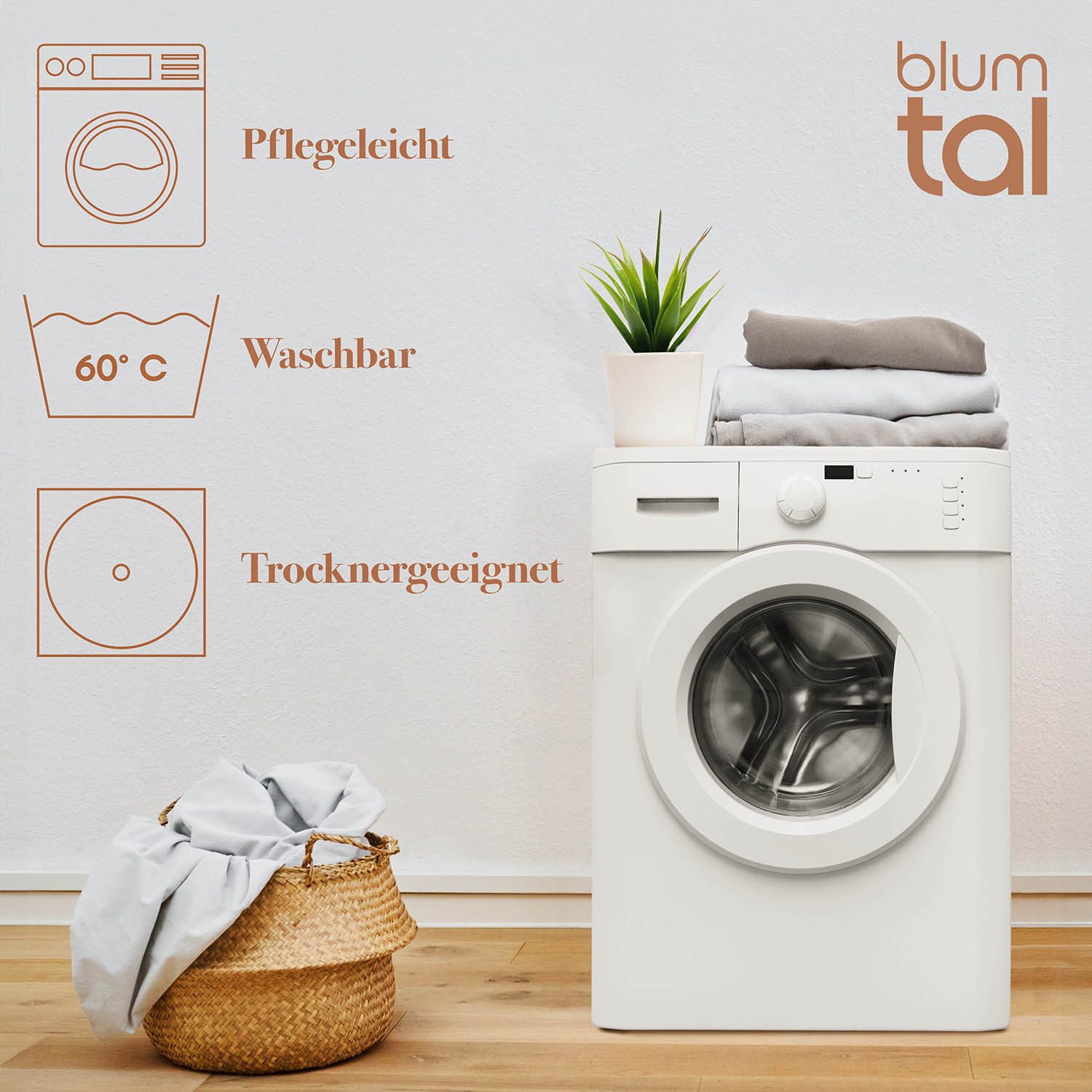 Blumtal Bettwäsche Bettwäsche aus 100% Baumwolle mit Kissenbezug, Oeko-TEX zertifizierte Bettwäsche in Leinen Optik