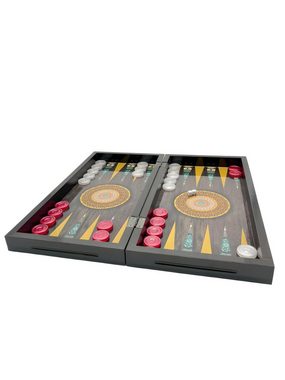 Uzman Spielesammlung, Deluxe Holz Backgammon Set mandala Design 50x48x4 Tavla