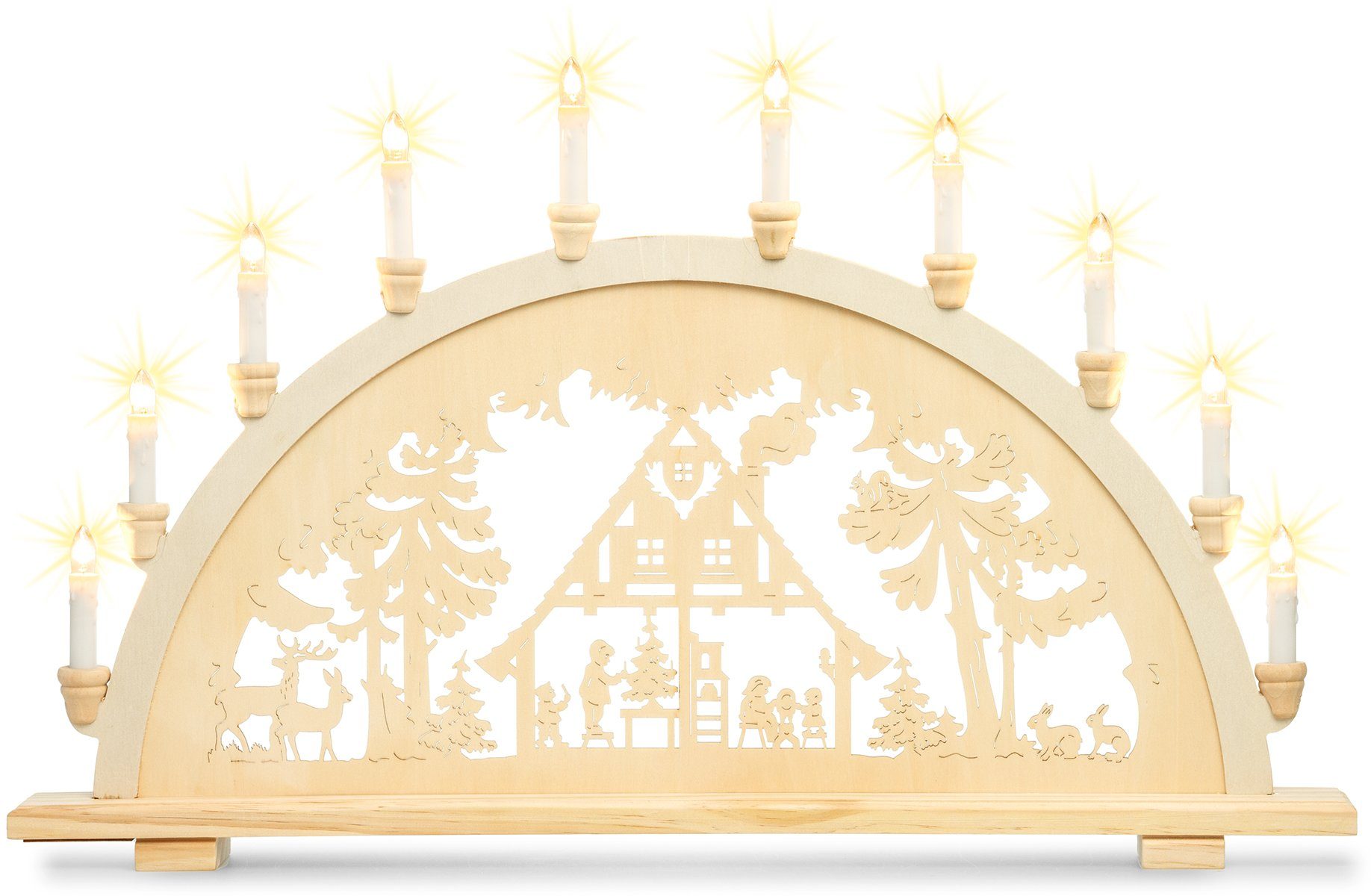 SIKORA Schwibbogen LB57-10 XL Lichterbogen Motiv Waldhaus mit 10 LED Kerzen günstig online kaufen