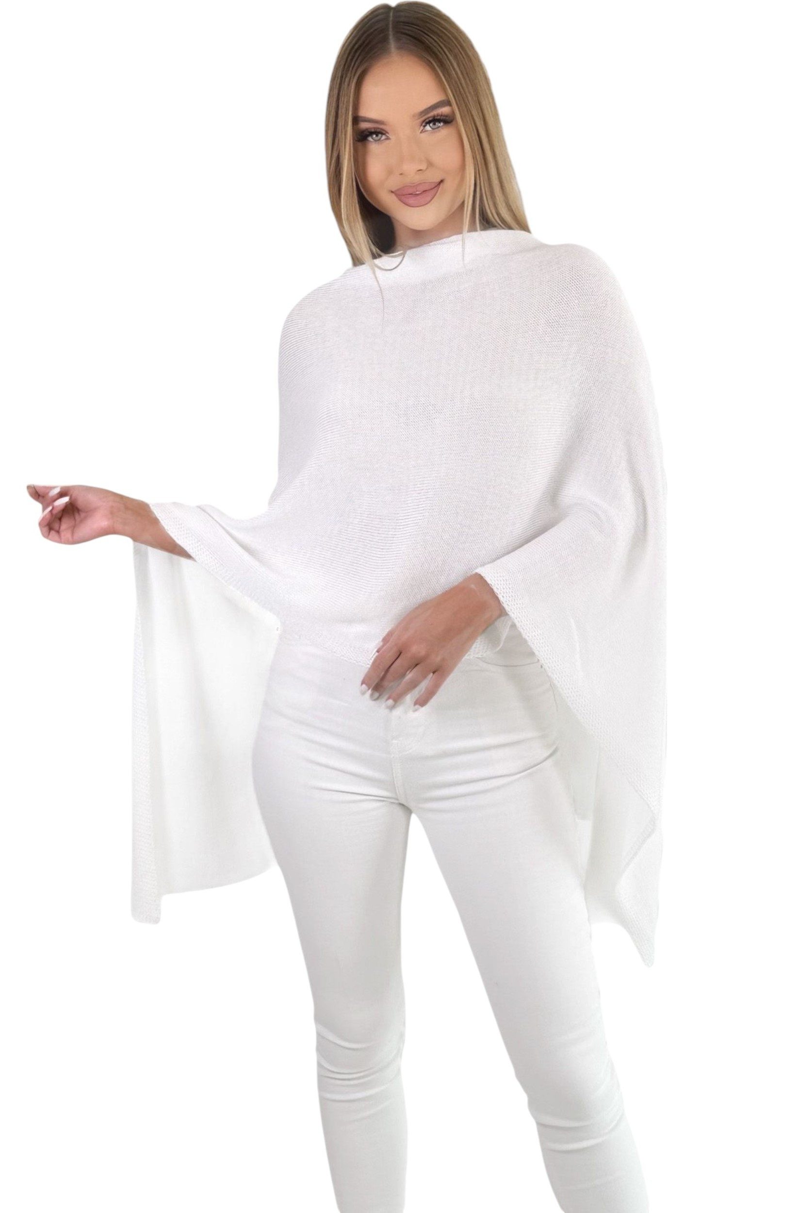 Strickponcho Damen Poncho Cape Überwurf Strickponcho feiner Strick 221