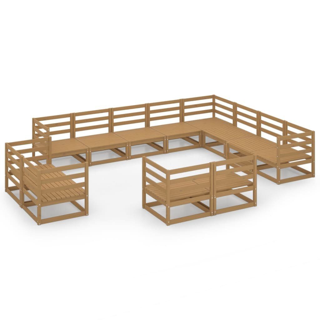 Gartenlounge-Set Garten-Lounge-Set Massivholz 12-tlg. Honigbraun Kiefer, vidaXL (1-tlg)