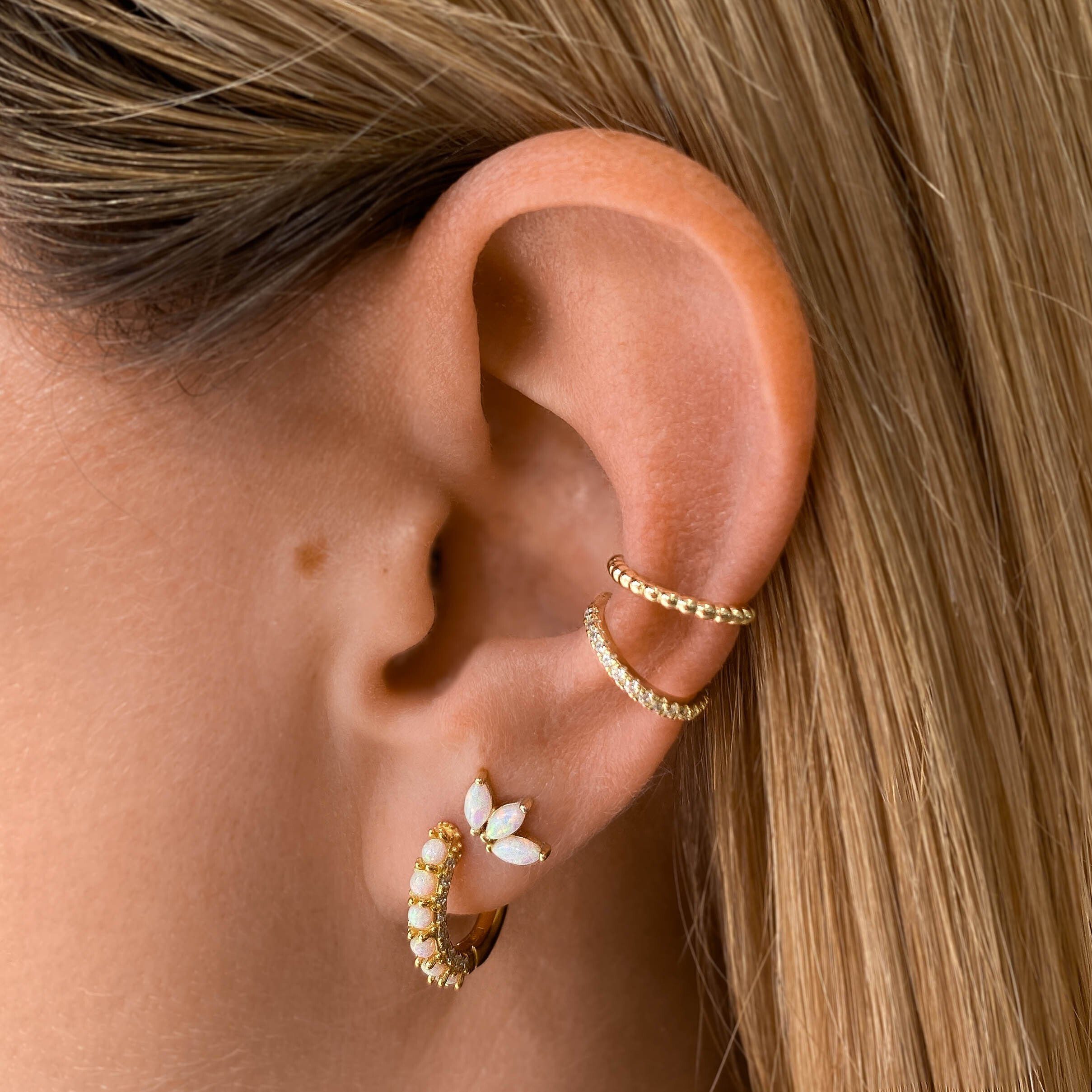 Weißer vergoldet, Creolen und Opal Positano, Zirkoniasteine 925 weiße Silber Ohrringe Paar Brandlinger