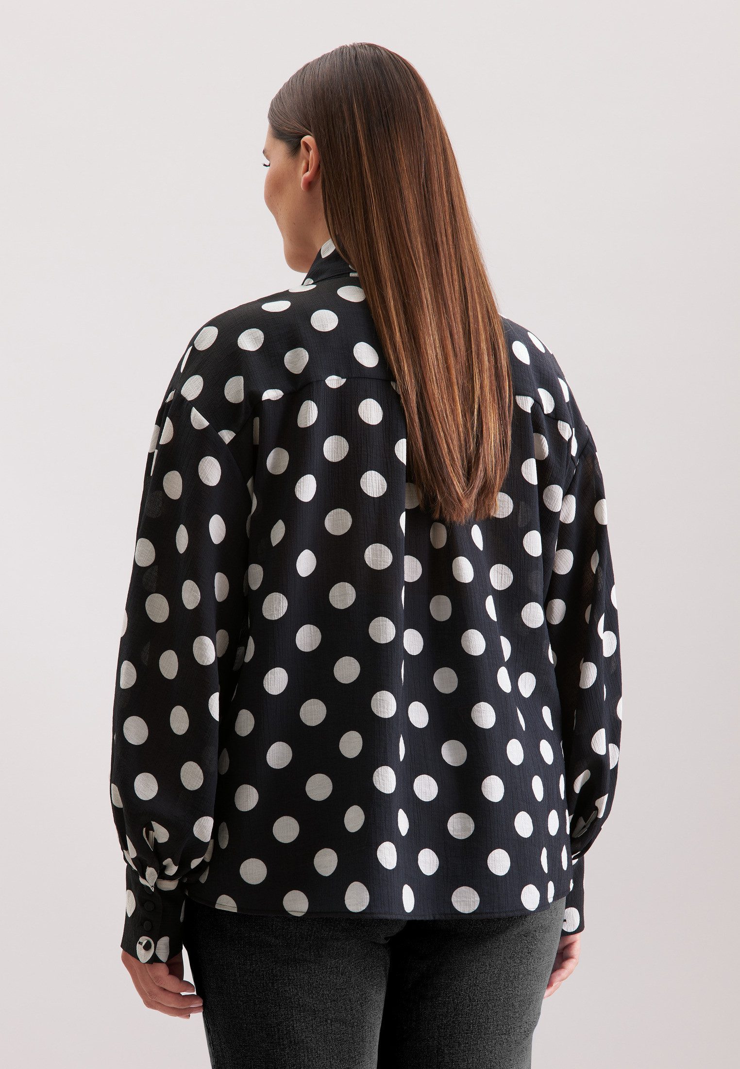seidensticker Rüschenbluse Schwarze Rose 1/1 Binderkragen Druck