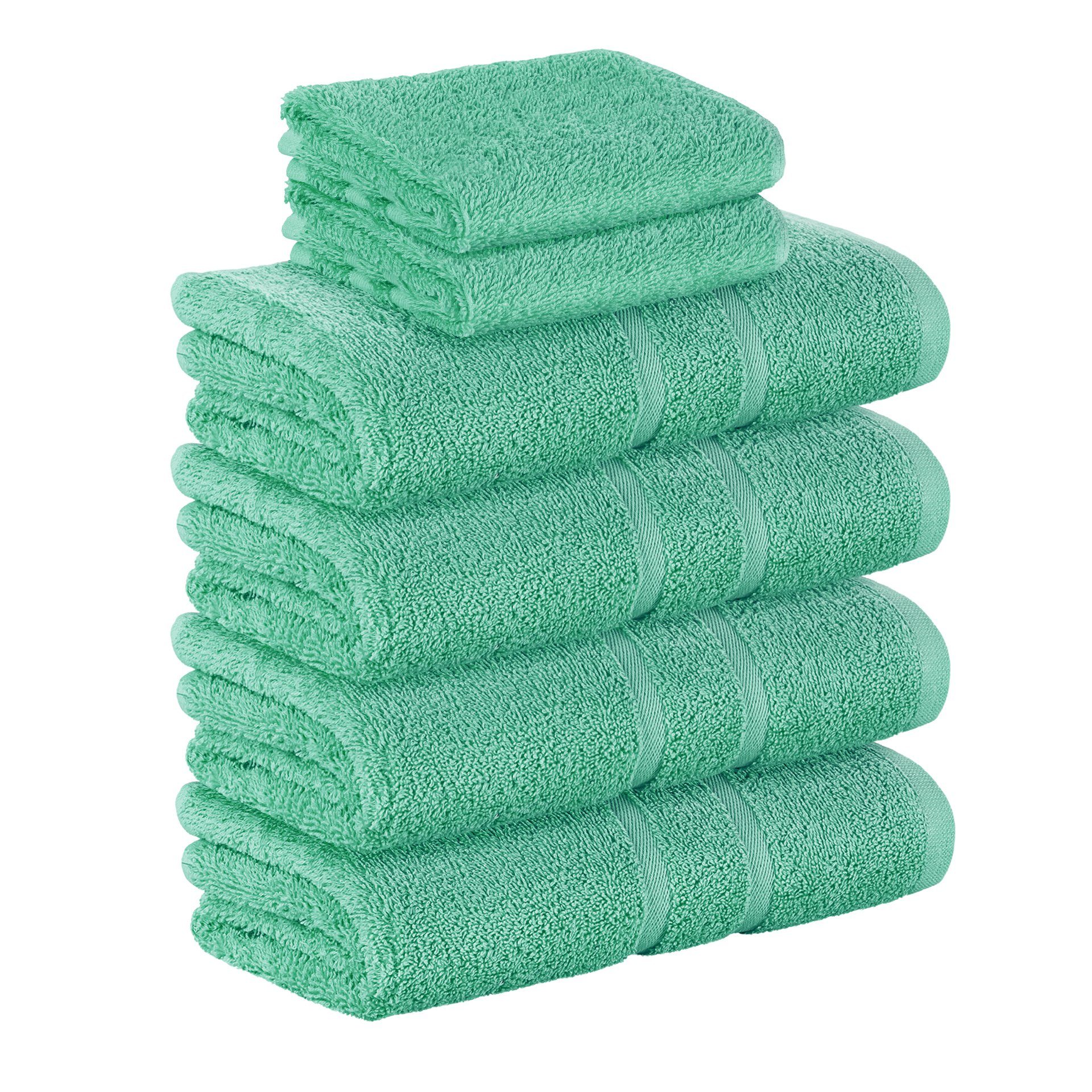 StickandShine Handtuch Set 2x Gästehandtuch 4x Handtücher als SET in verschiedenen Farben (6 Teilig) 100% Baumwolle 500 GSM Frottee 6er Handtuch Pack, 100% Baumwolle 500 GSM Smaragdgrün