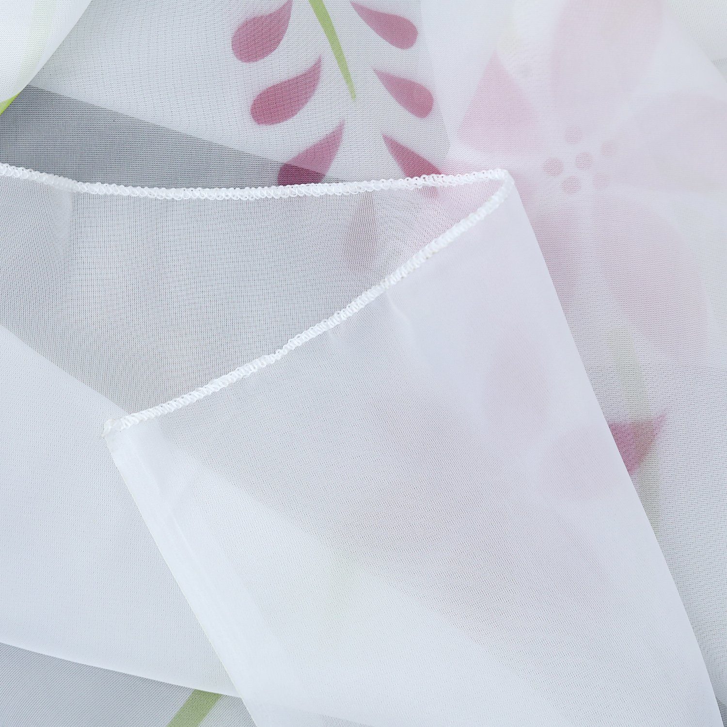 Muster, Yujiao Mao, transparent, (1 Kräuselband St), mit Blumen Rosa Voile Gardine, Modern,